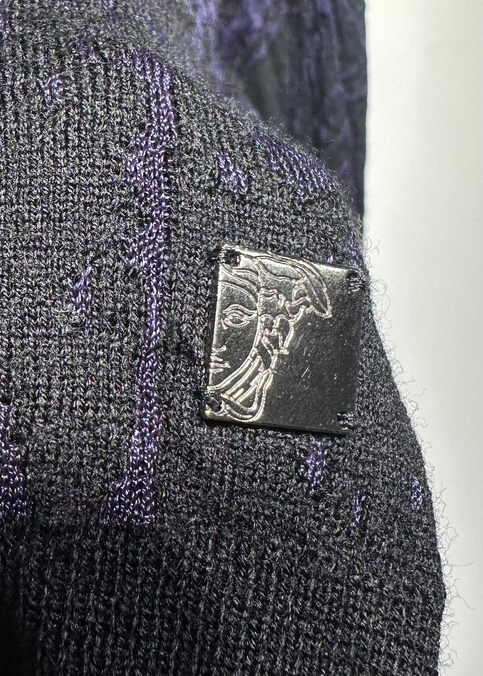 Versace Collection Blue Black Animal Print Knit Sweater M
