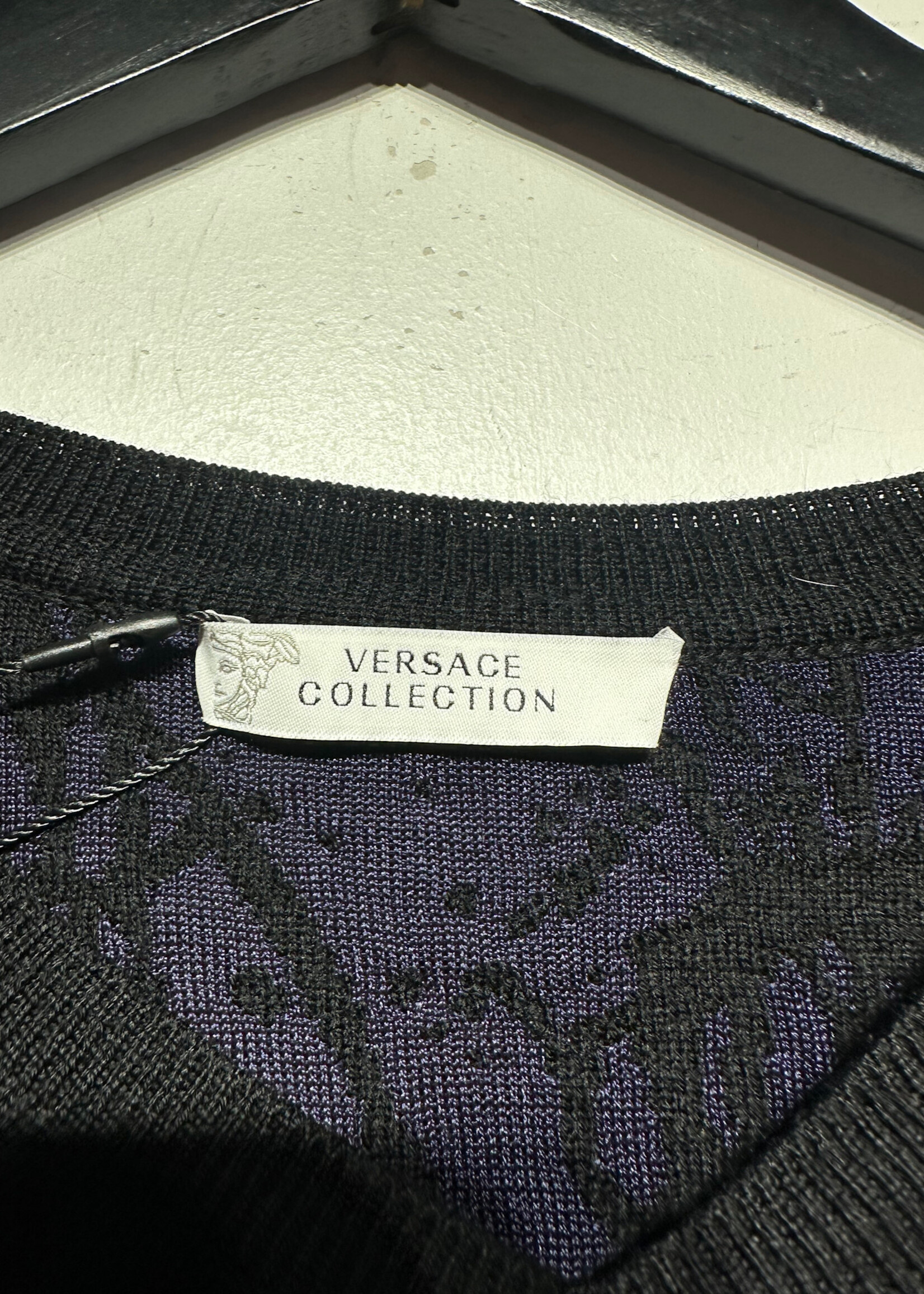 Versace Collection Blue Black Animal Print Knit Sweater M