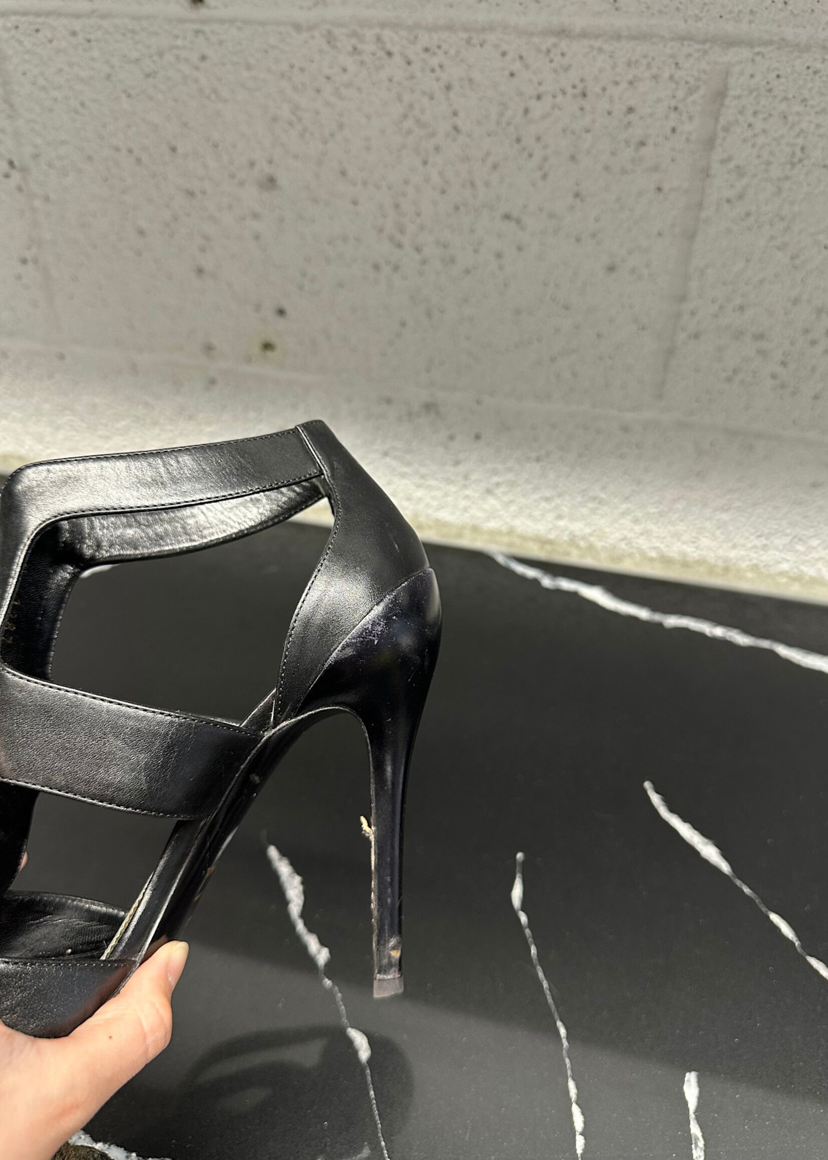Tom Ford Peep Toe Bootie Heels Black As Is Fem 6.5