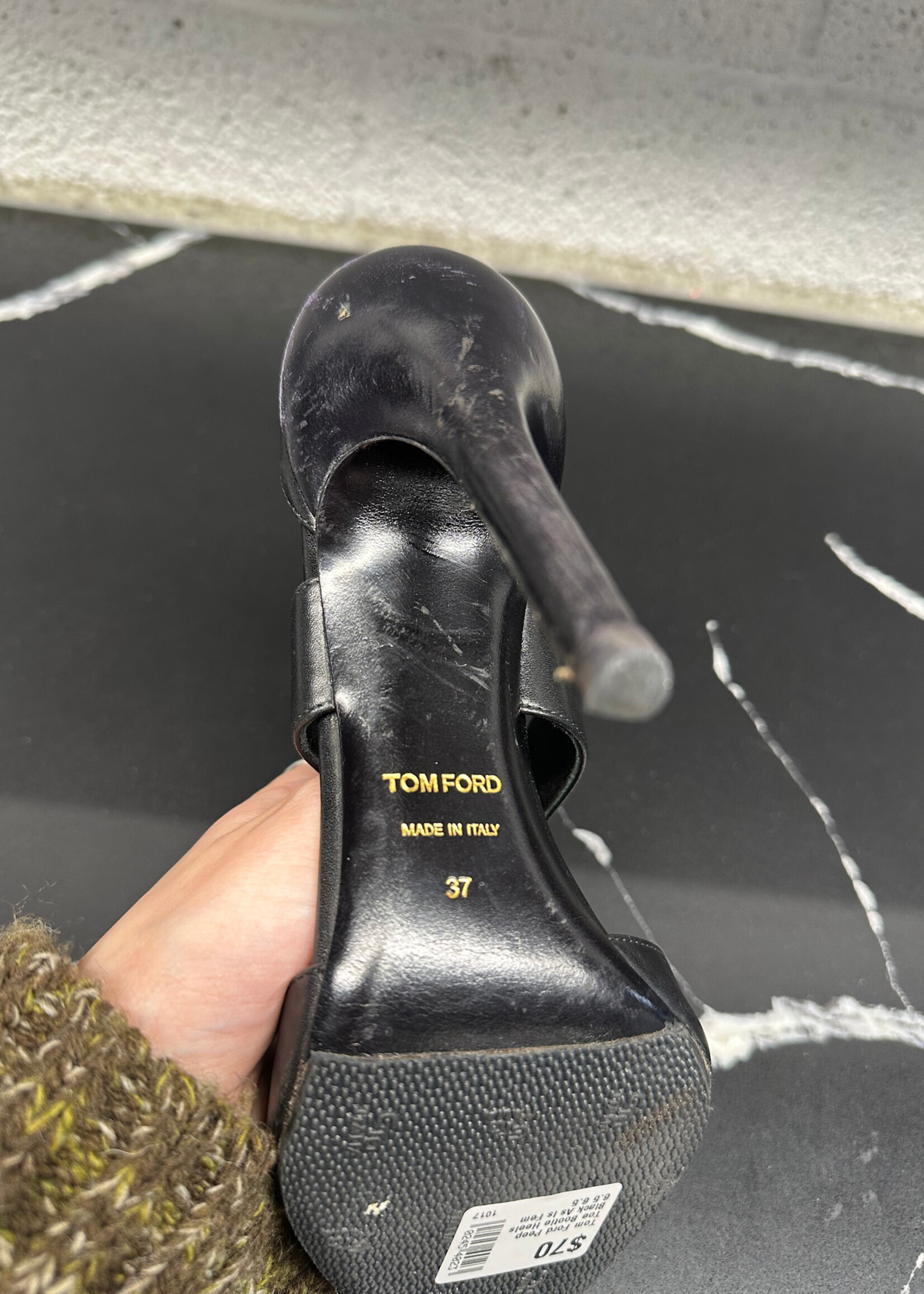 Tom Ford Peep Toe Bootie Heels Black As Is Fem 6.5