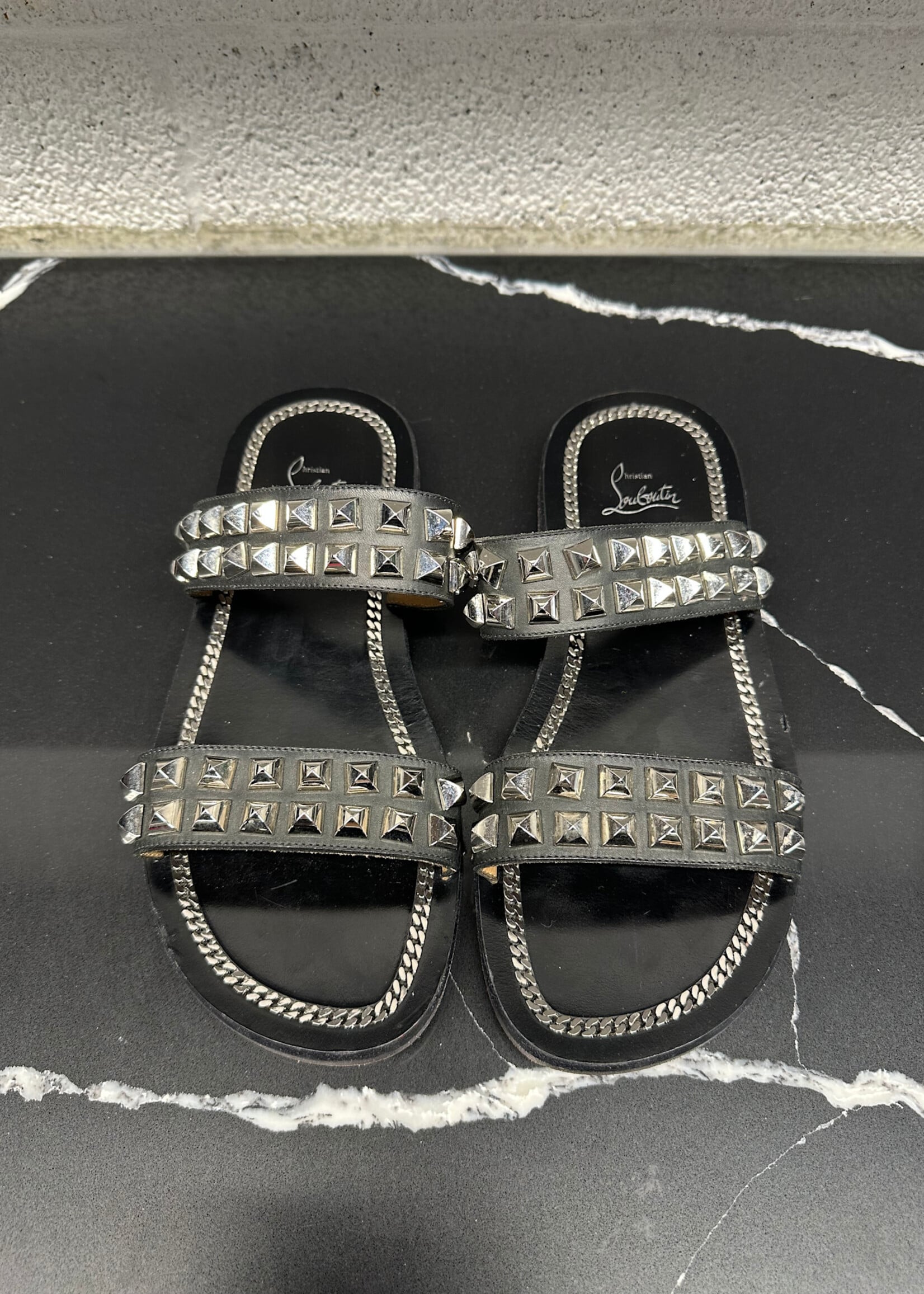 Louboutin Studded Leather Flats 41.5/Fem 10