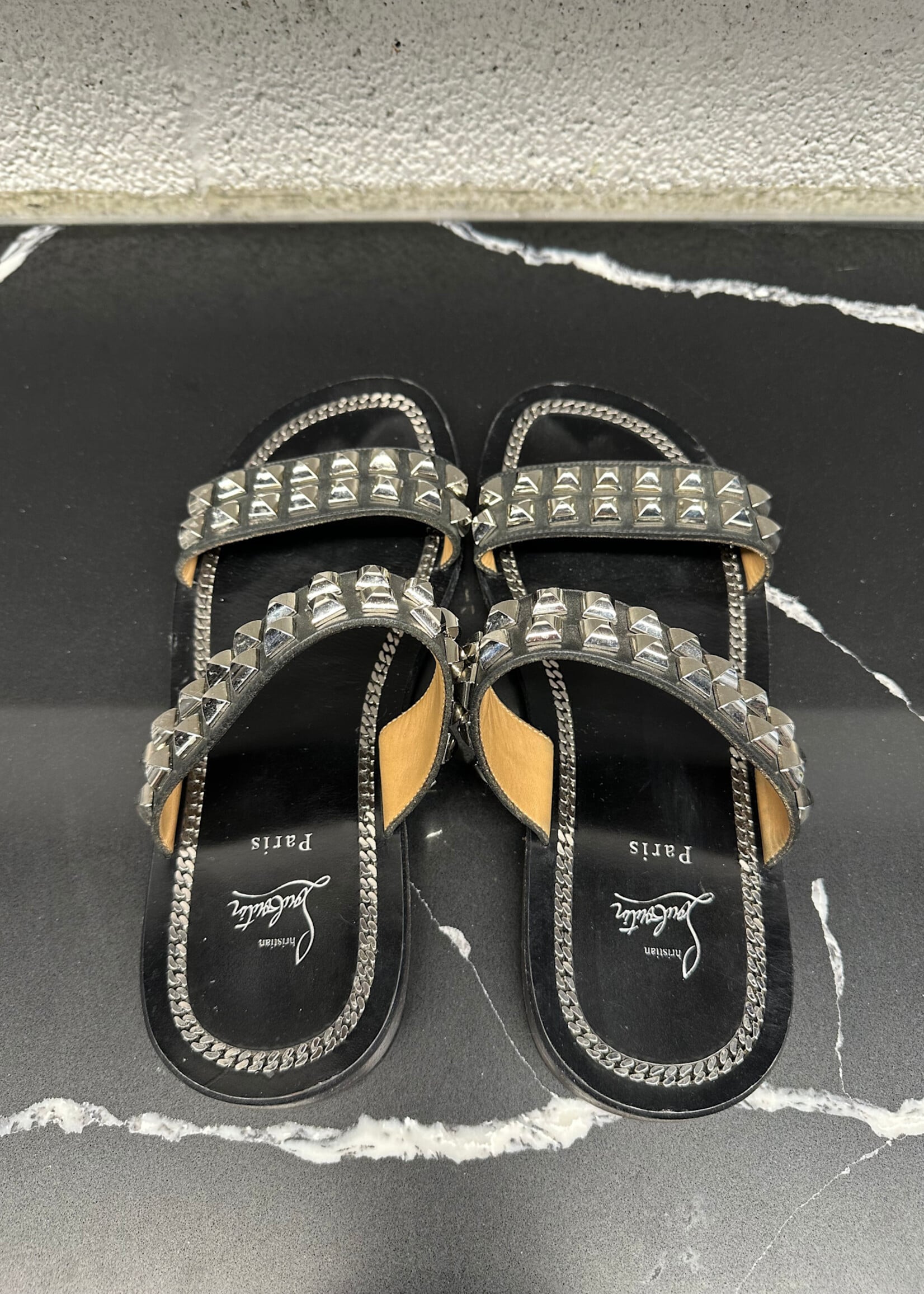 Louboutin Studded Leather Flats 41.5/Fem 10