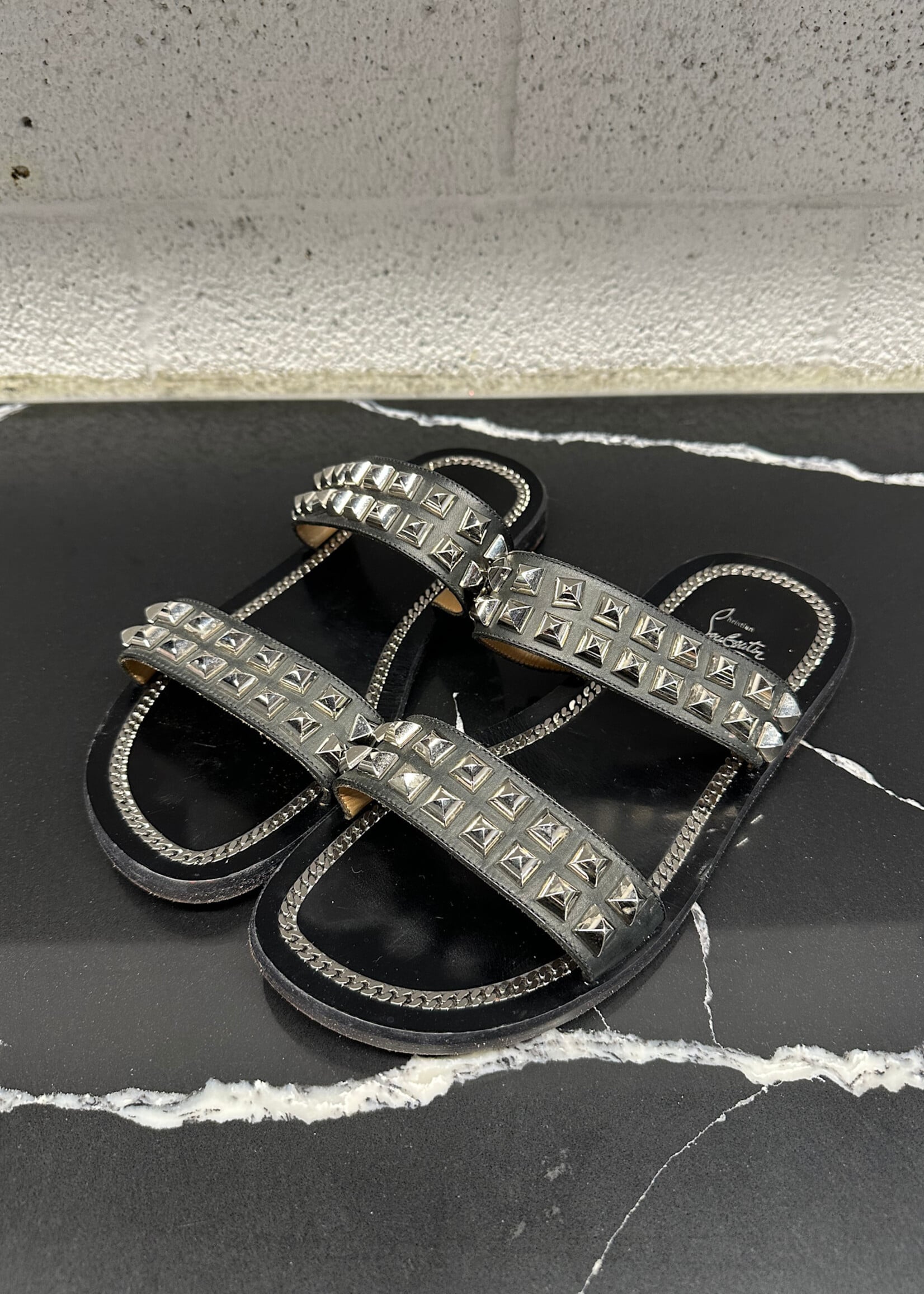 Louboutin Studded Leather Flats 41.5/Fem 10