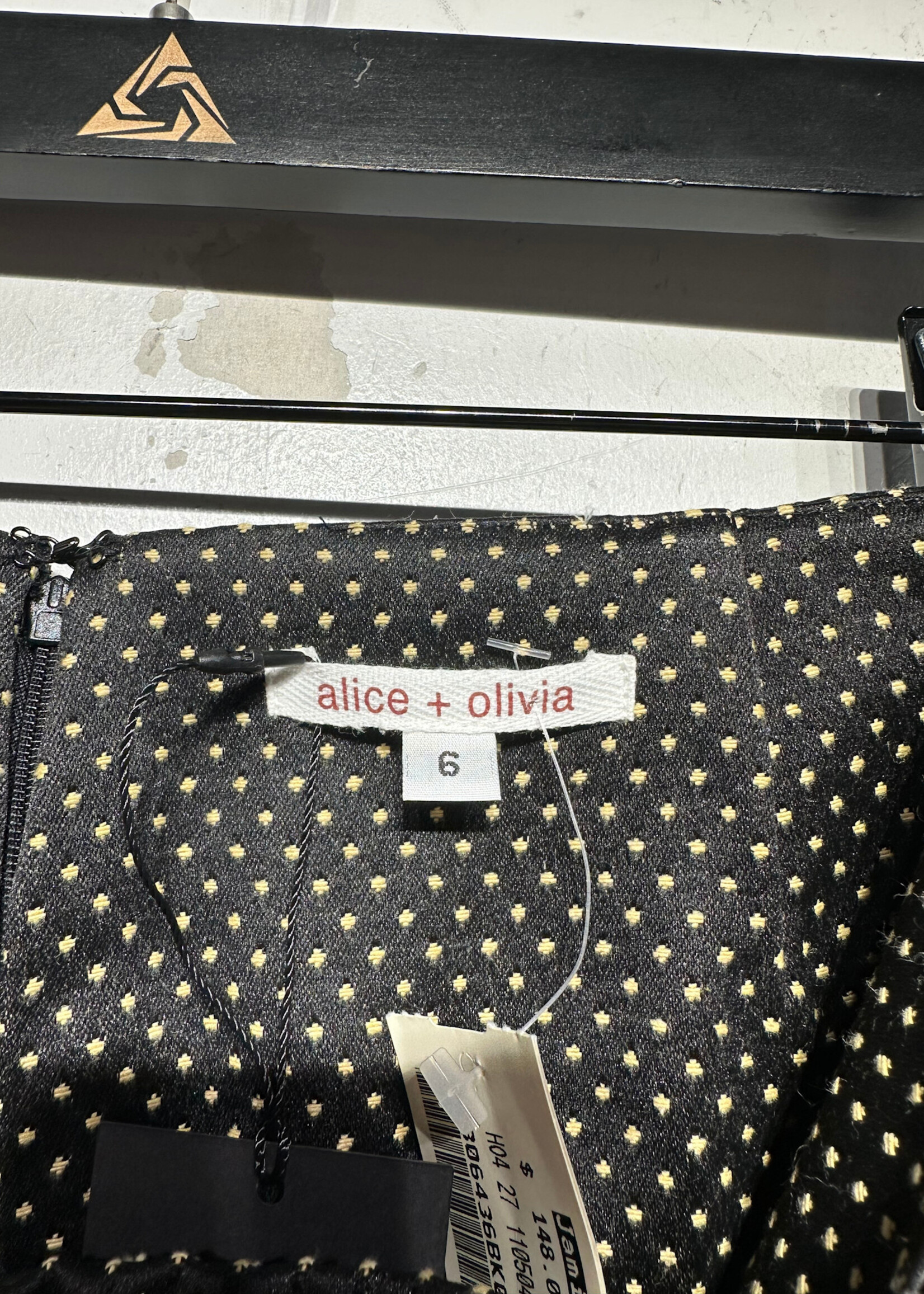 Alice + Olivia NWT Black Gold Polka Dot Pleated Skirt 29