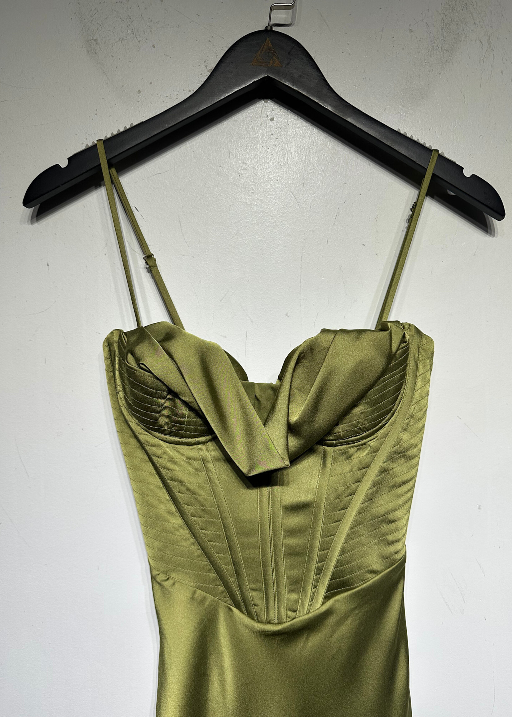 House of CB Green Corset Cowl Neck Dress XS