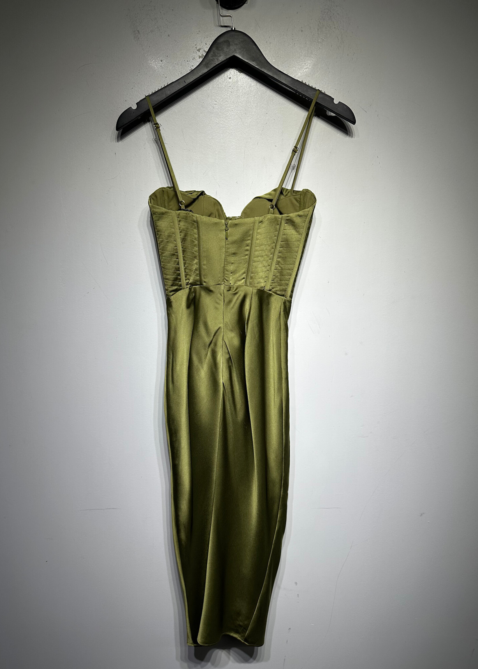House of CB Green Corset Cowl Neck Dress XS