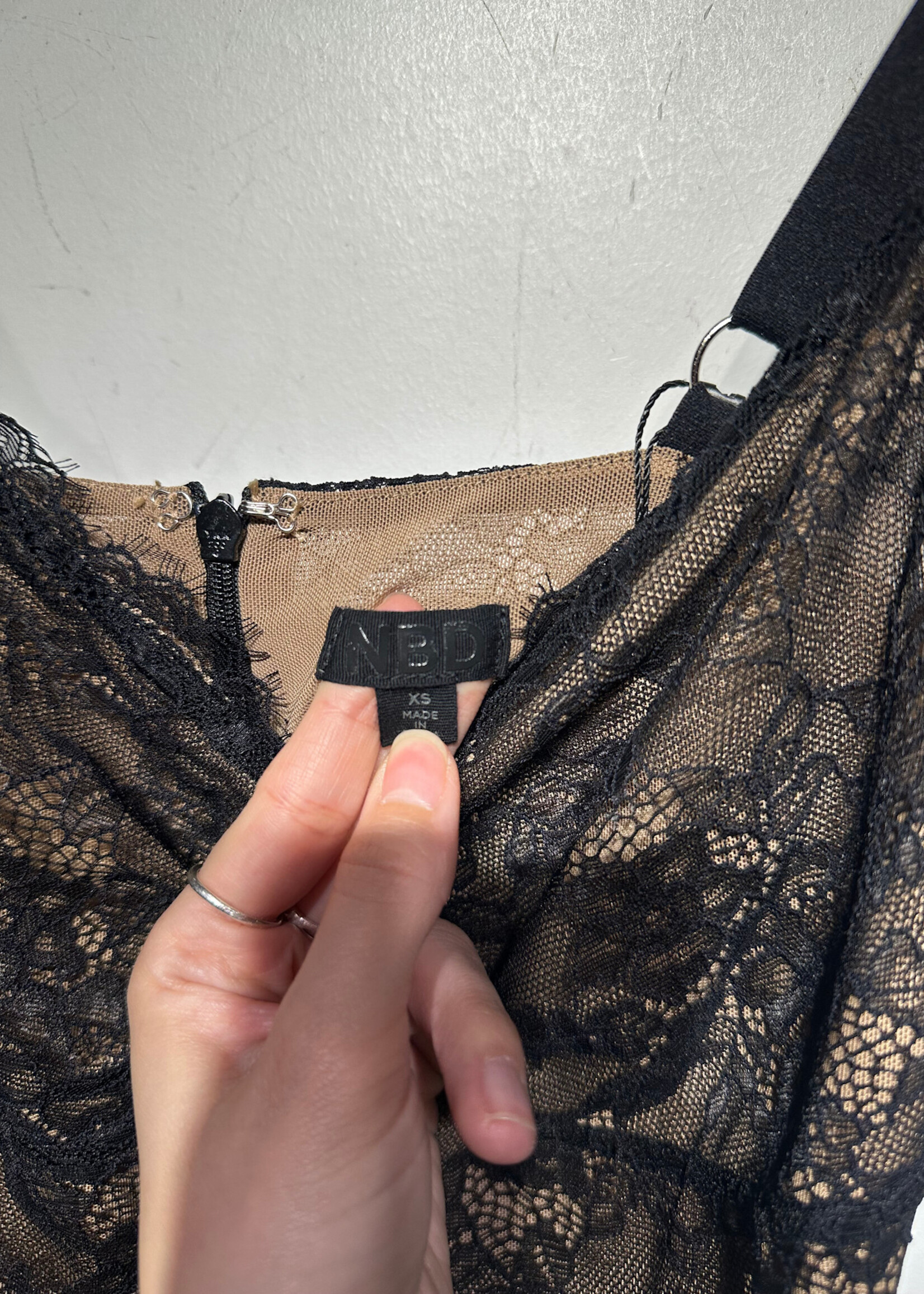 NBD Black Lace Dress Fem XS