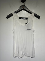 Jacquemus White Tank Top w Blue Script Embroidery Fem S