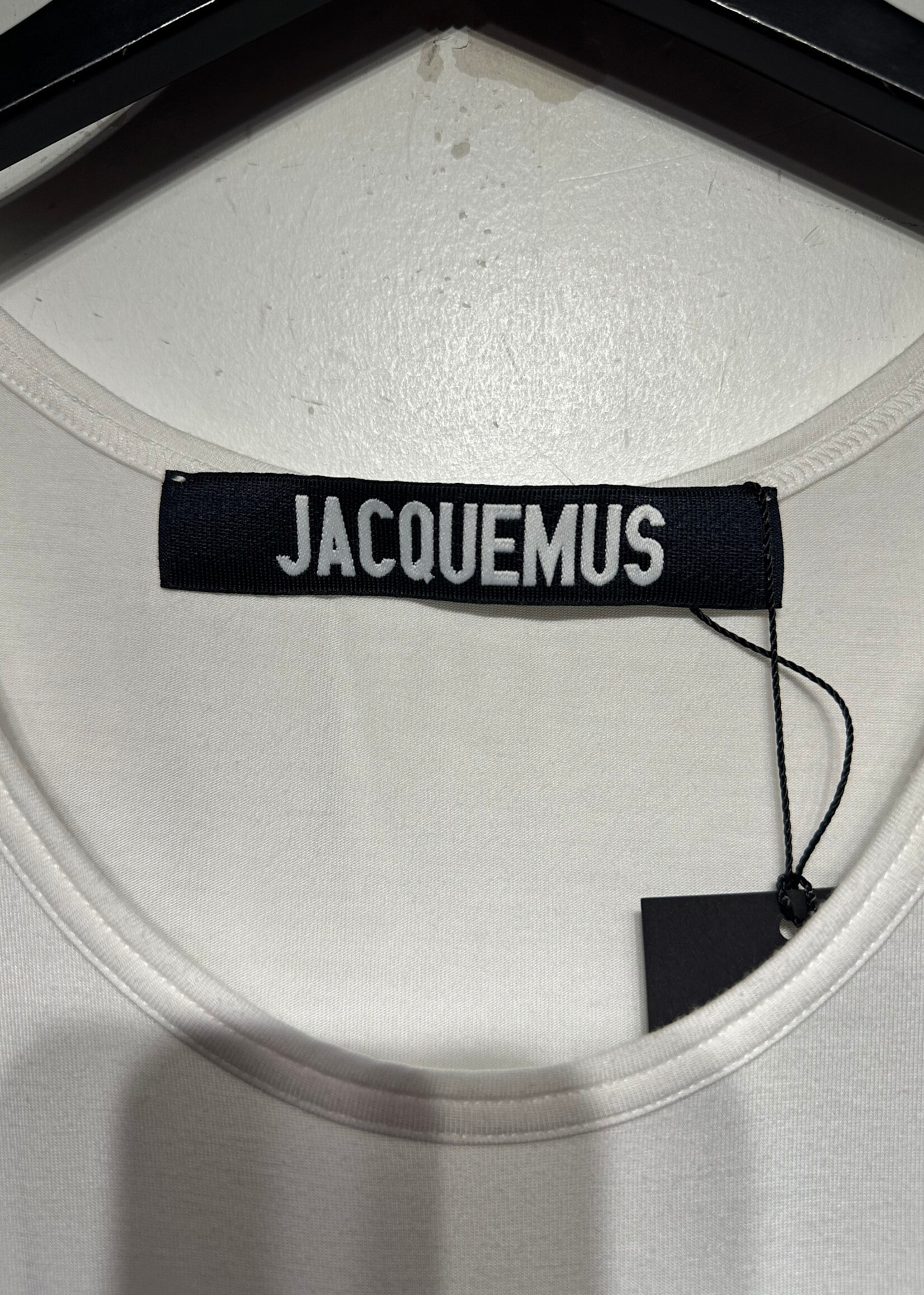 Jacquemus White Tank Top w Blue Script Embroidery Fem S