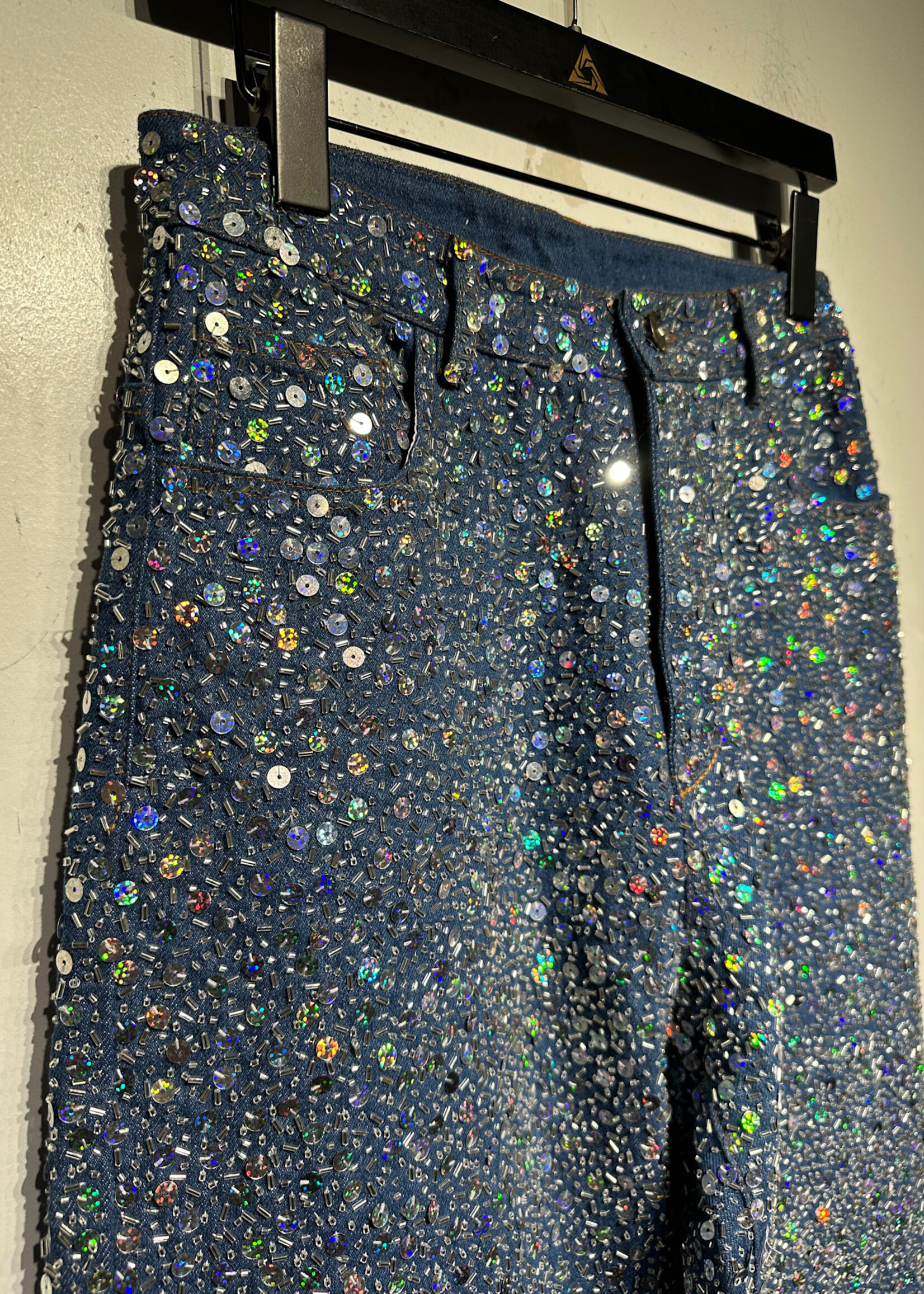 House of Mua Mua Denim Sequin Set Fem M