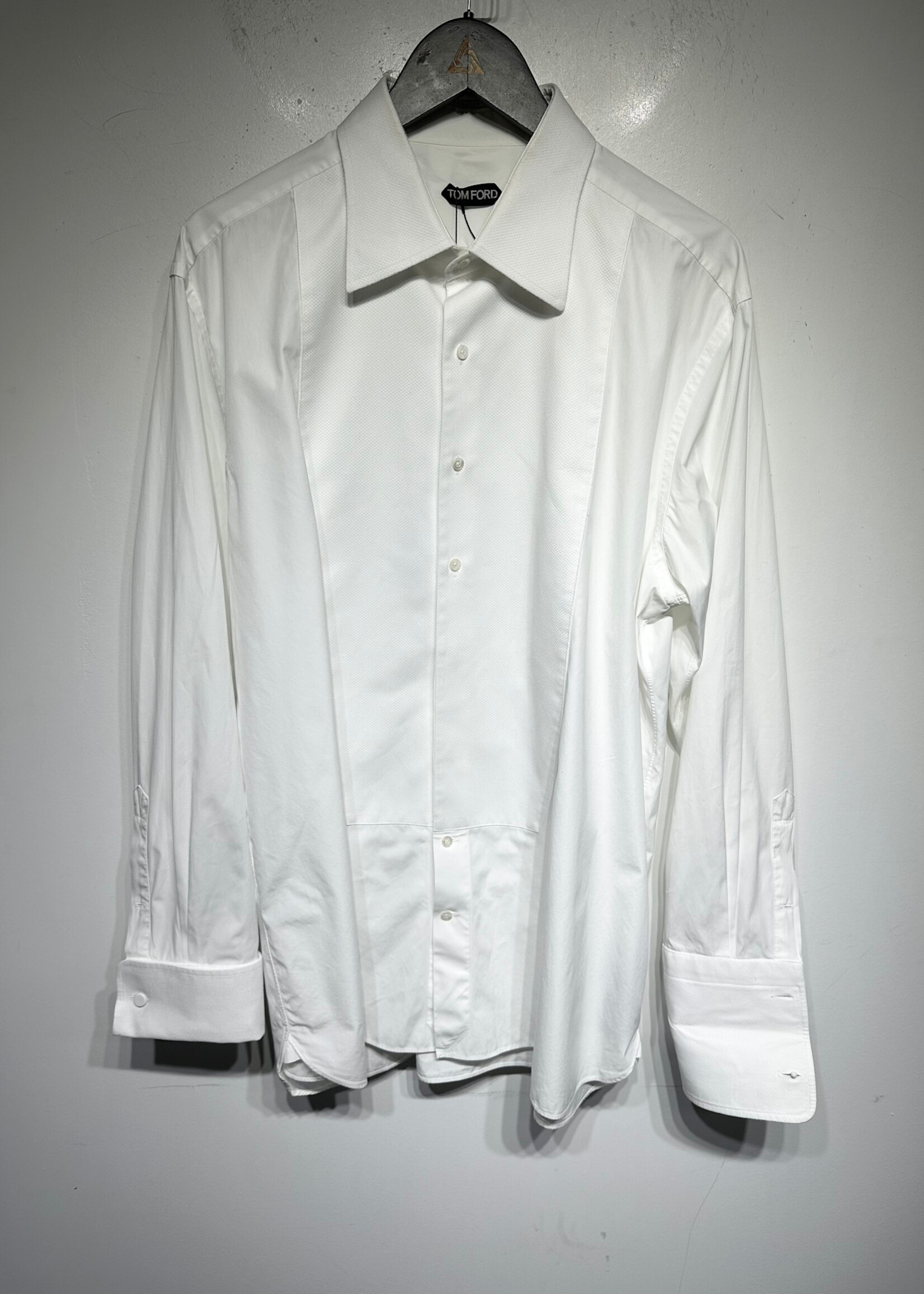 Tom Ford White Textured Texuedo Shirt Masc XL