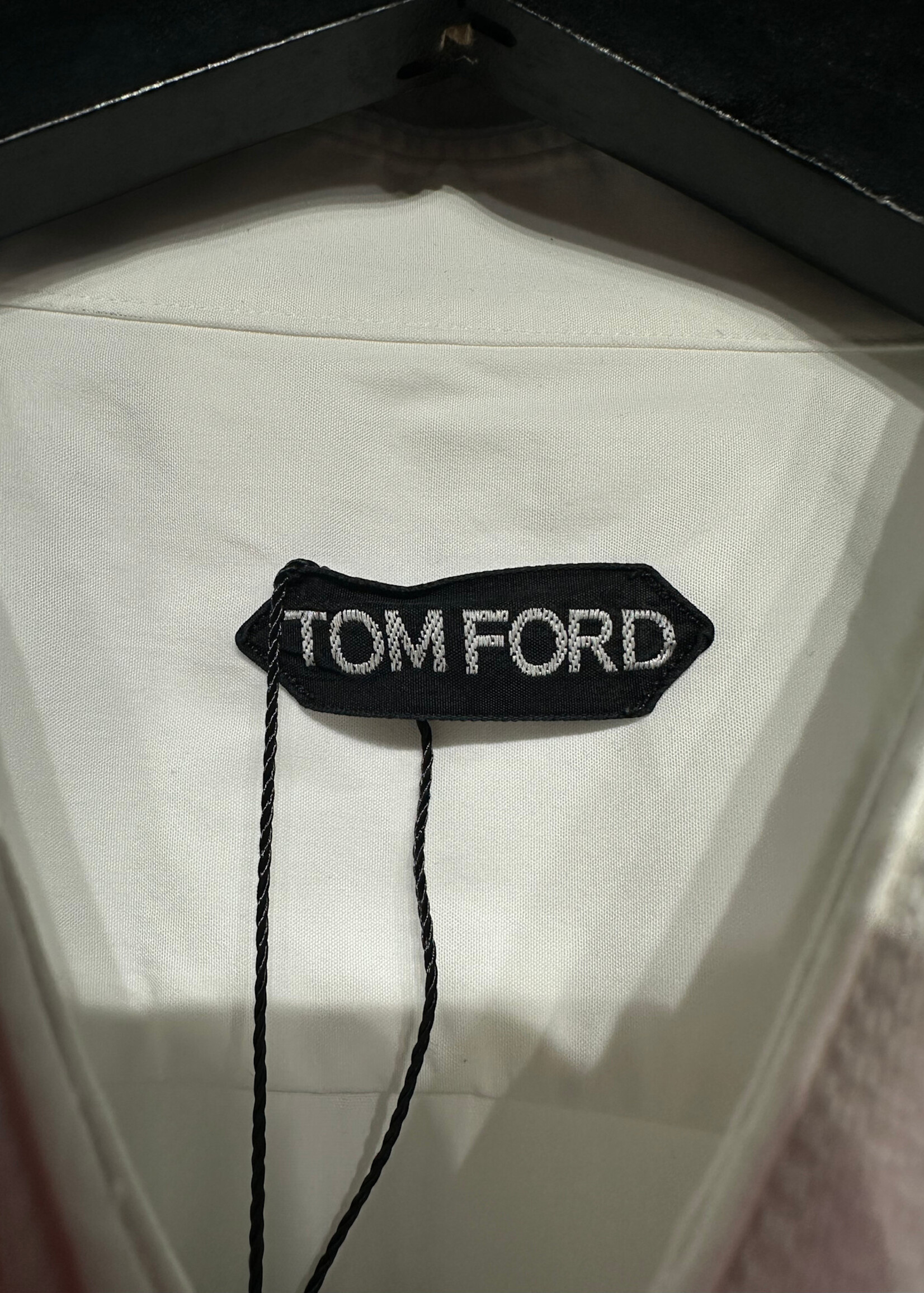 Tom Ford White Textured Texuedo Shirt Masc XL