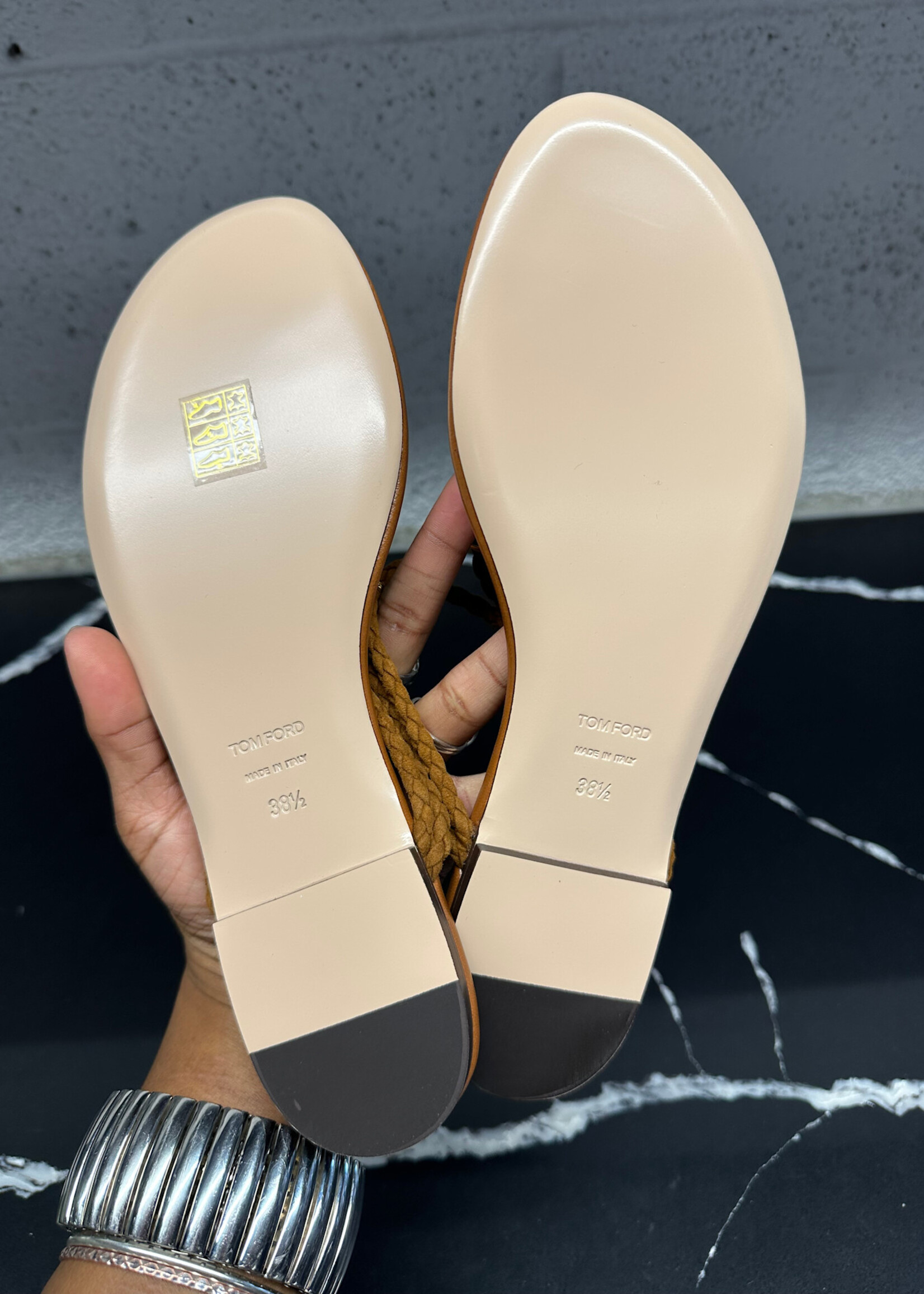 Tom Ford Braided Leather Sandal 38.5/8 Retail: $1050