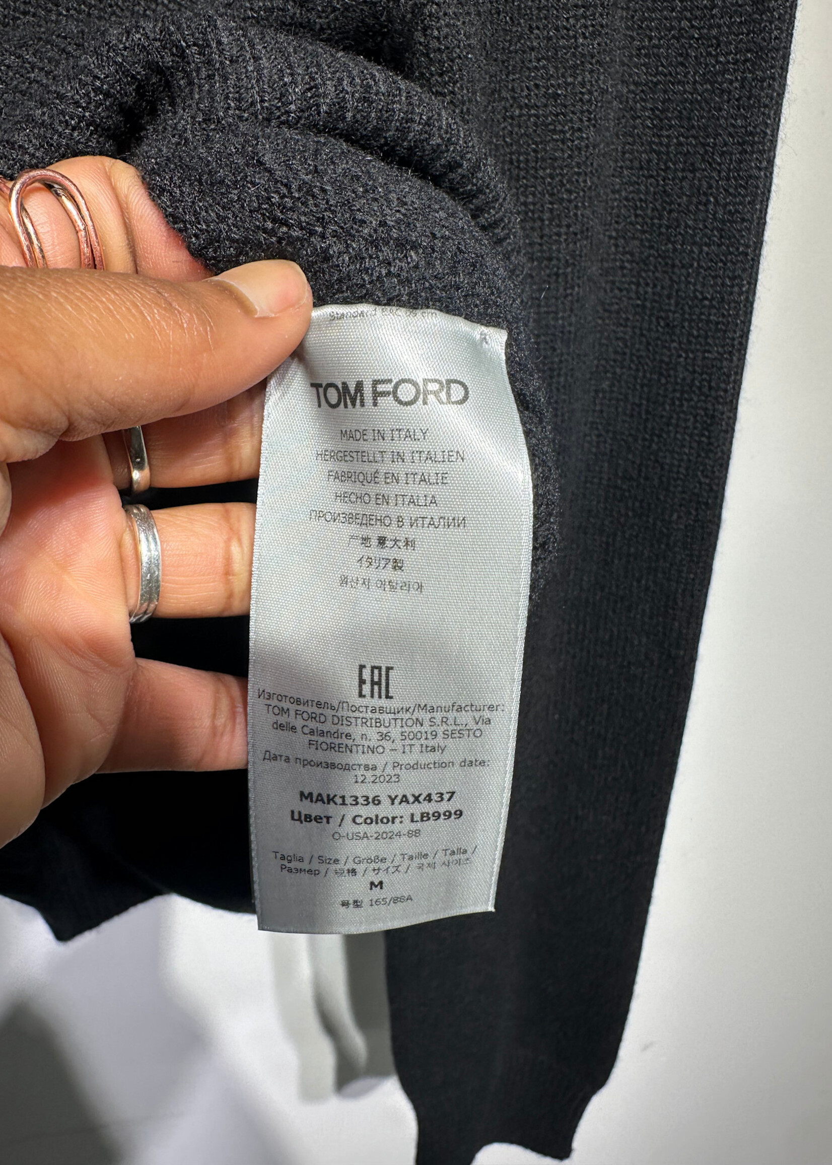Tom Ford Black Cashmere Turtleneck Fem M Retail: $1990