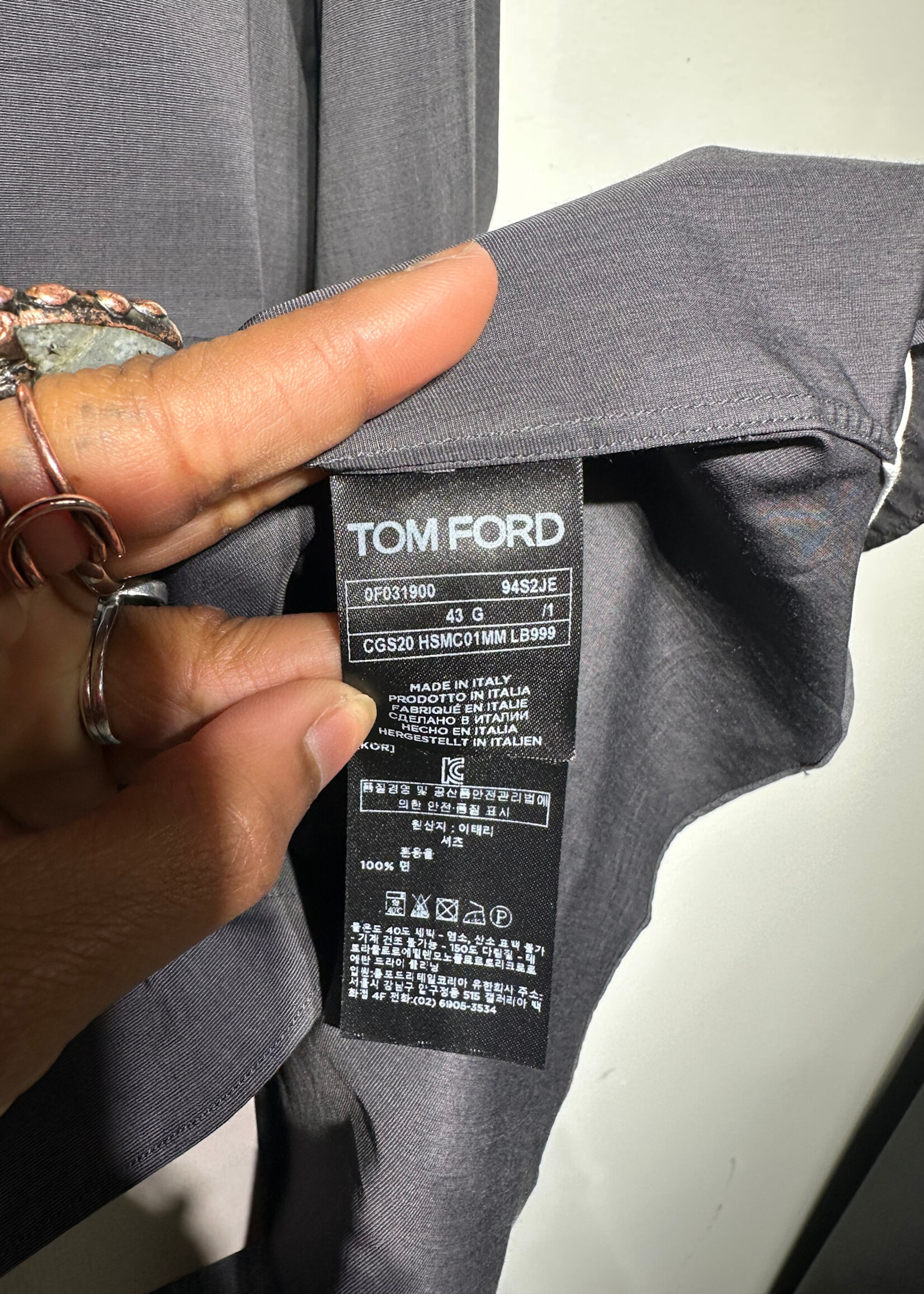Tom Ford Dark Grey Button Up Masc L $1030