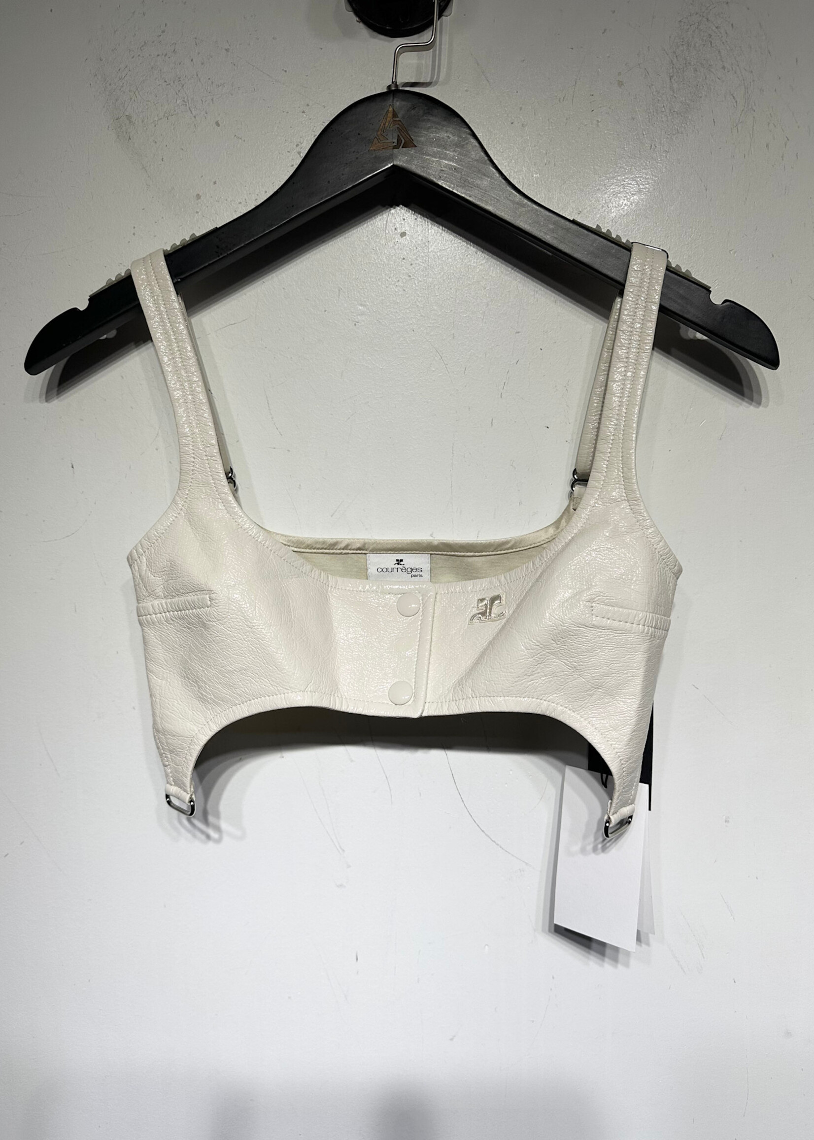 Courreges NWT White Faux Leather Crop Tank XS