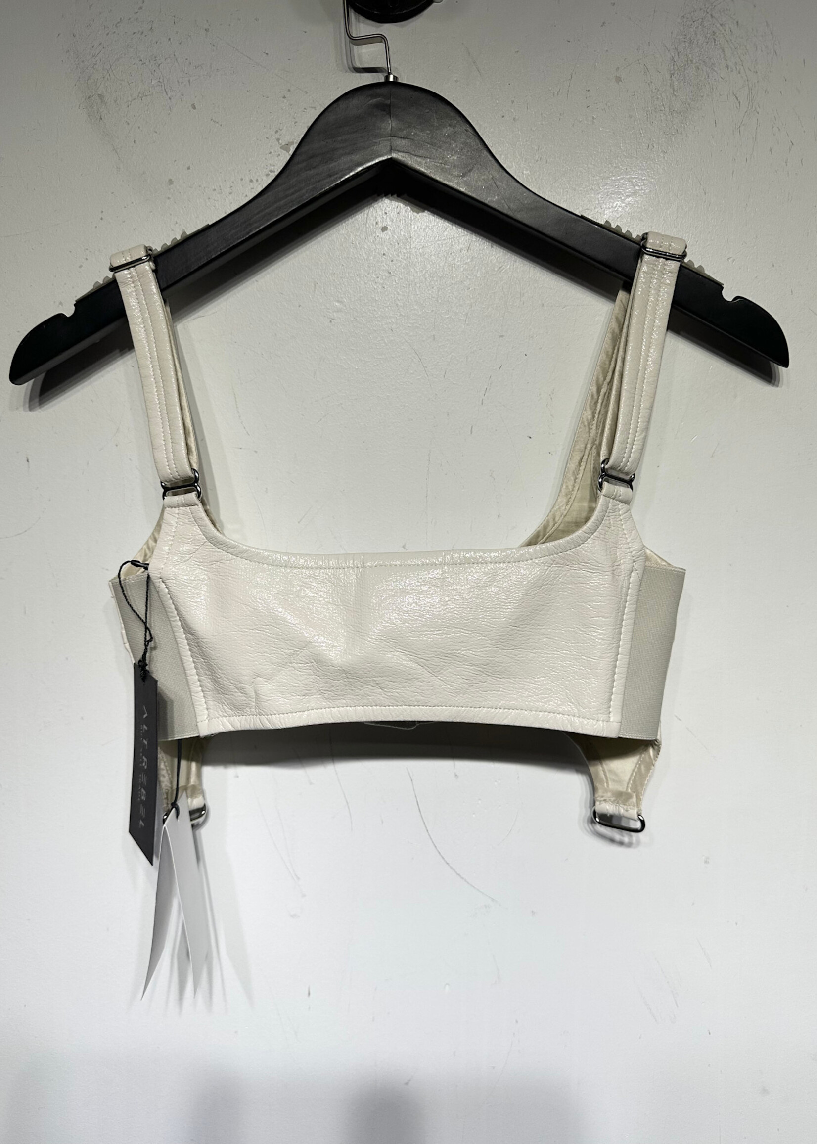 Courreges NWT White Faux Leather Crop Tank XS
