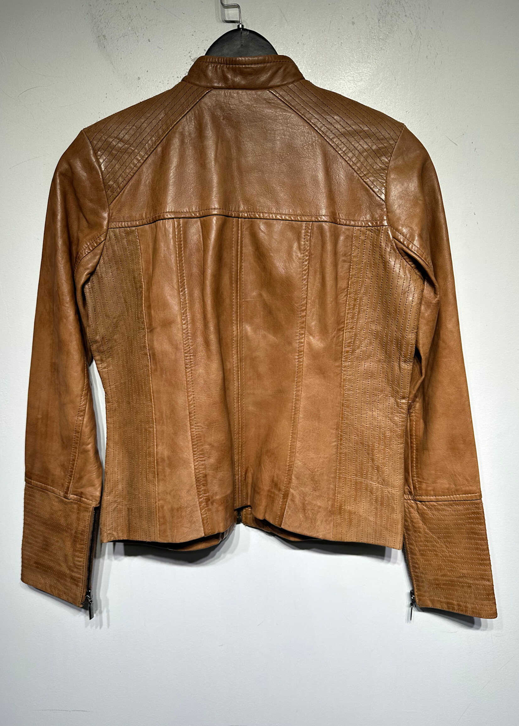 Bernardo Brown Leather Café Racer jacket Fem XS