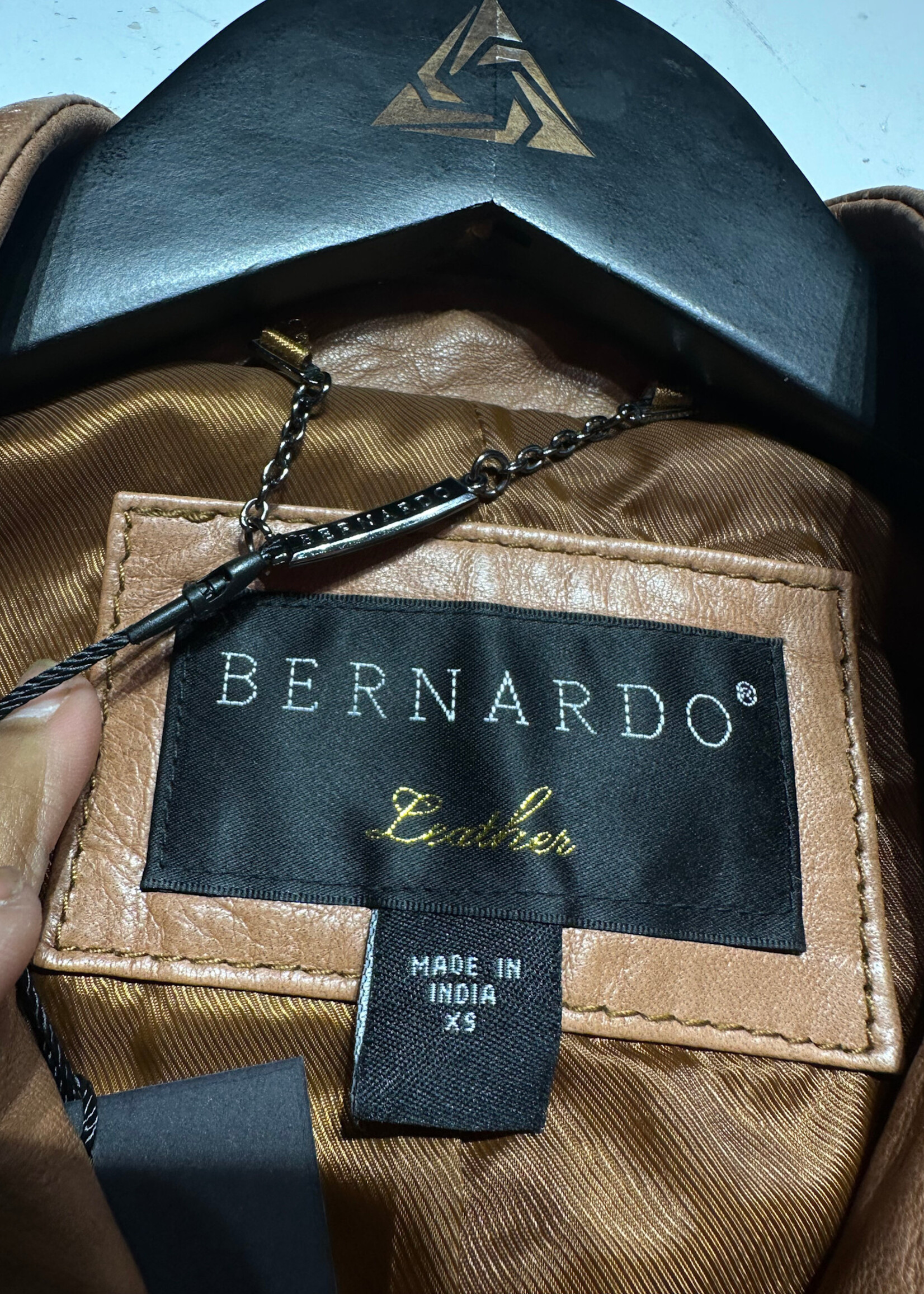 Bernardo Brown Leather Café Racer jacket Fem XS