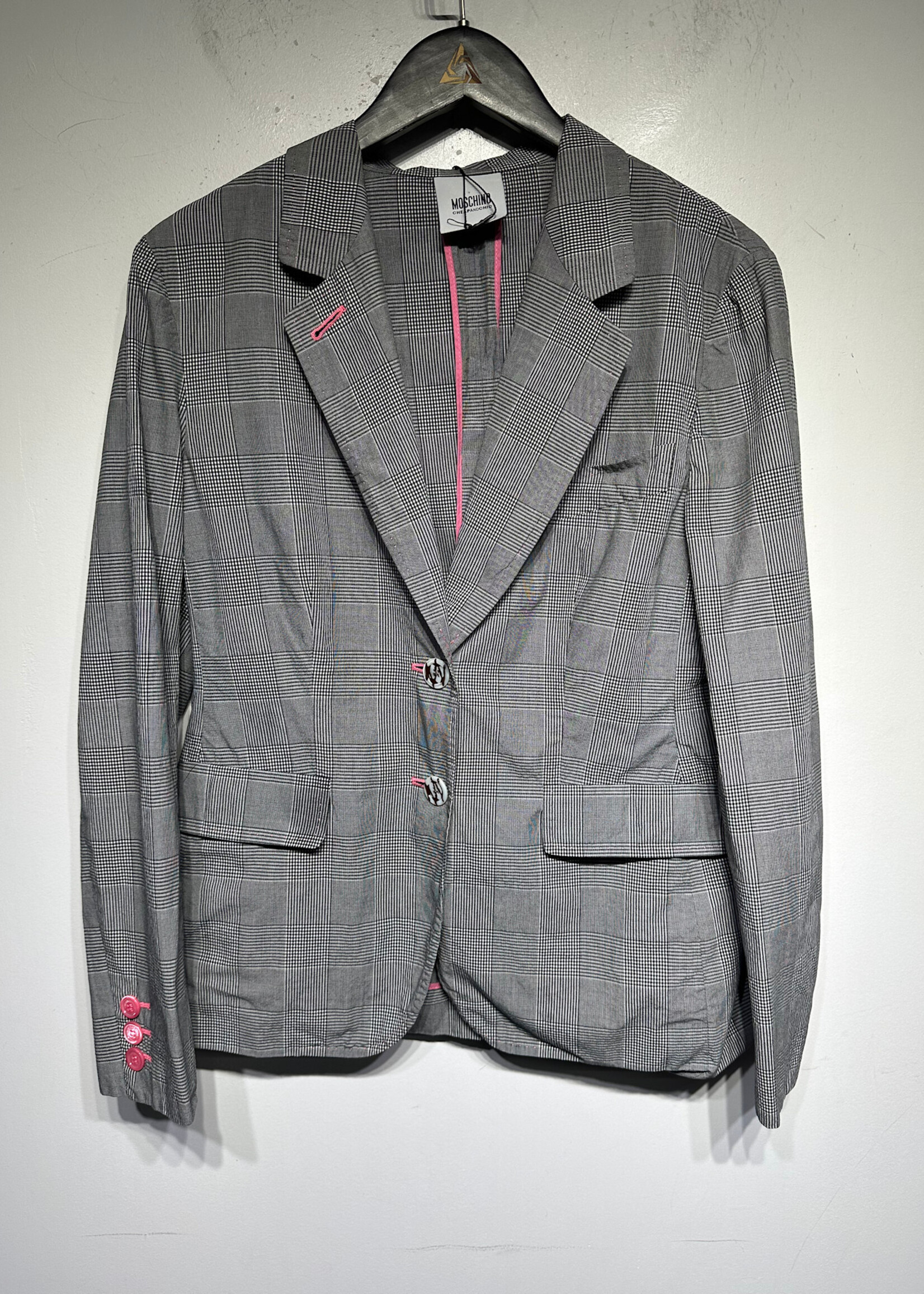 Moschino Cheap & Chic Grey Plaid Thin Blazer 12/L