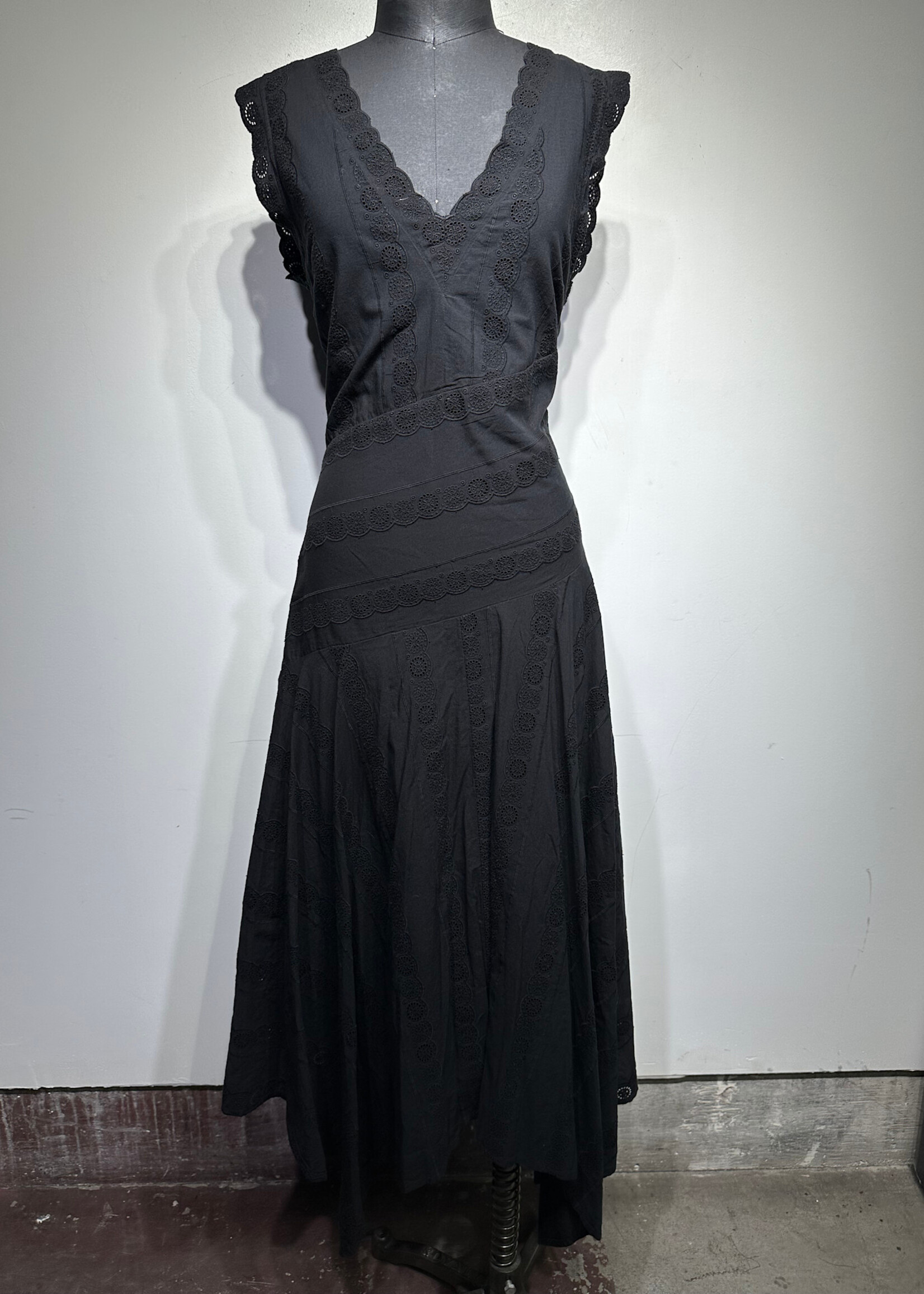 Allsaints Black Asymetrical Texutred Dress Fem M