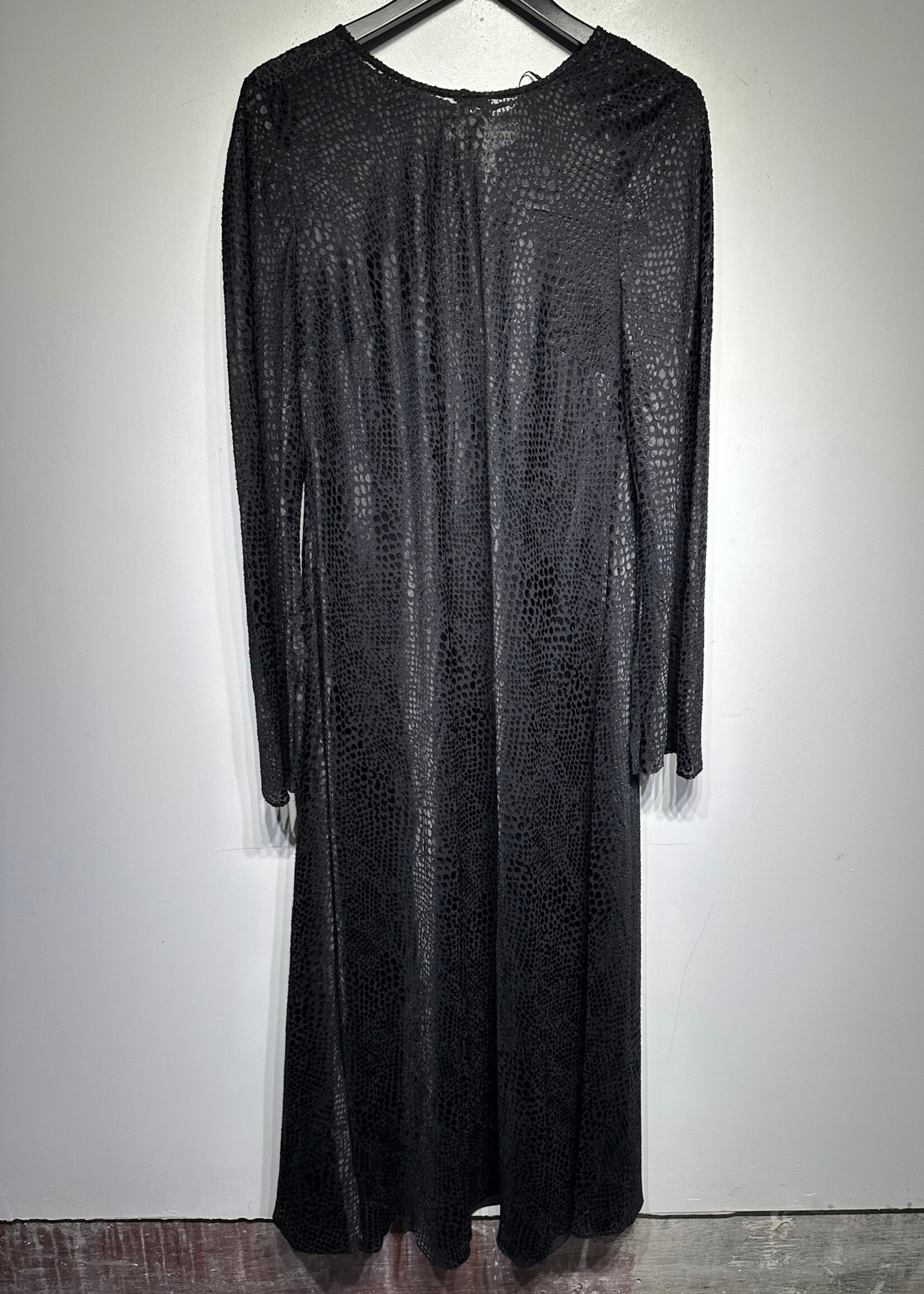 Allsaints Black Leopard Textured LS Dress Fem L