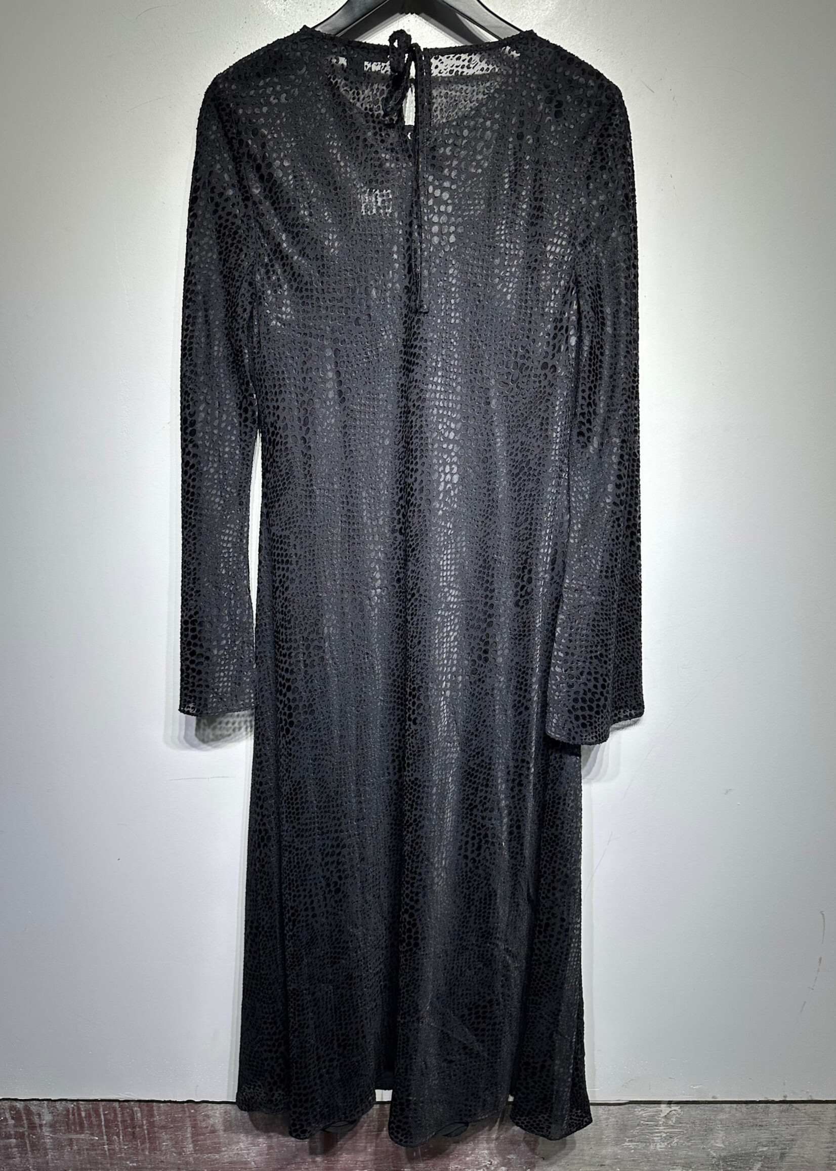 Allsaints Black Leopard Textured LS Dress Fem L