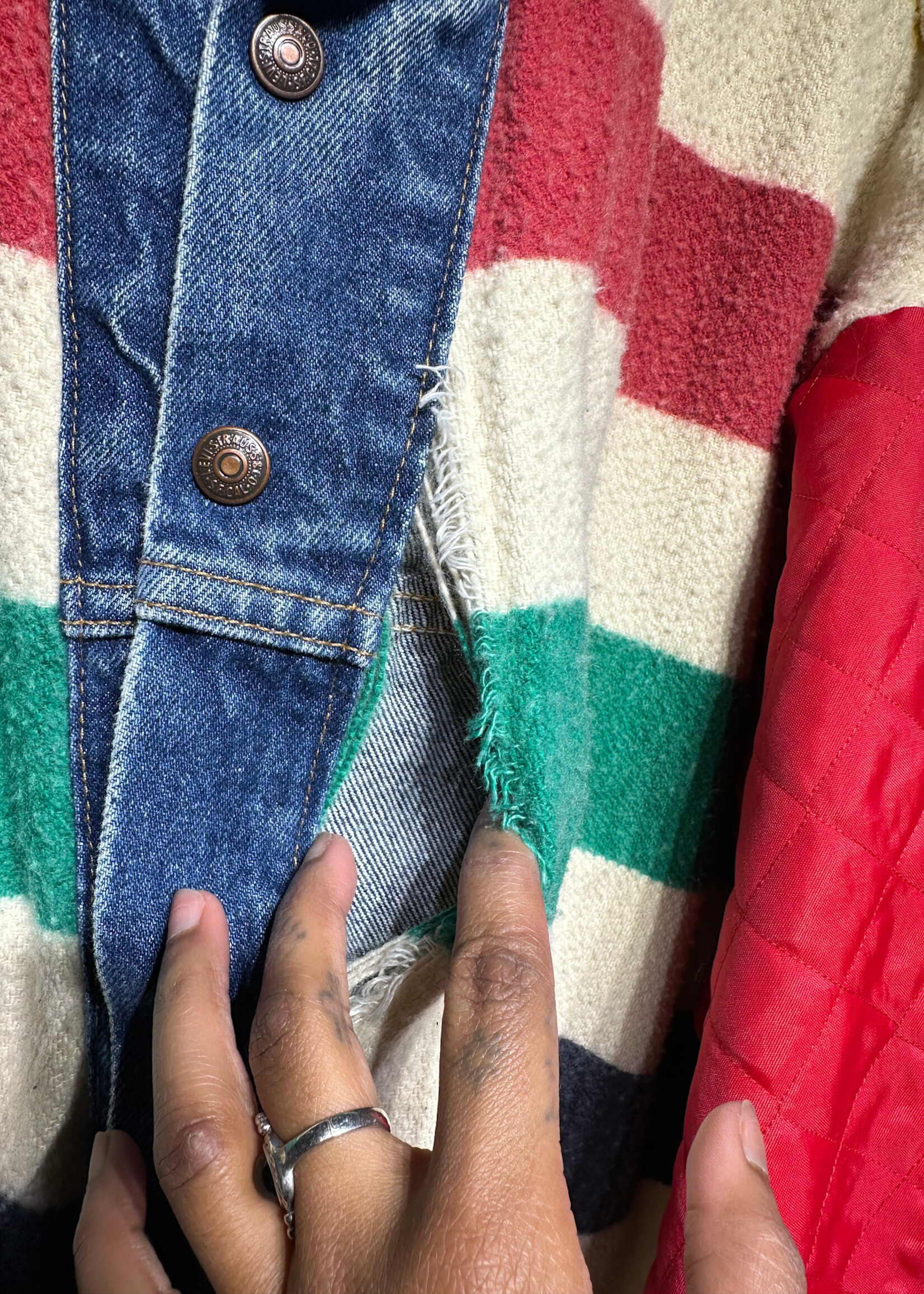 Levis Vintage Hudson Bay Denim Jacket Masc XXL AS IS