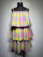 Beatrice B Rainbow Pleated Tiered Dress 4/S