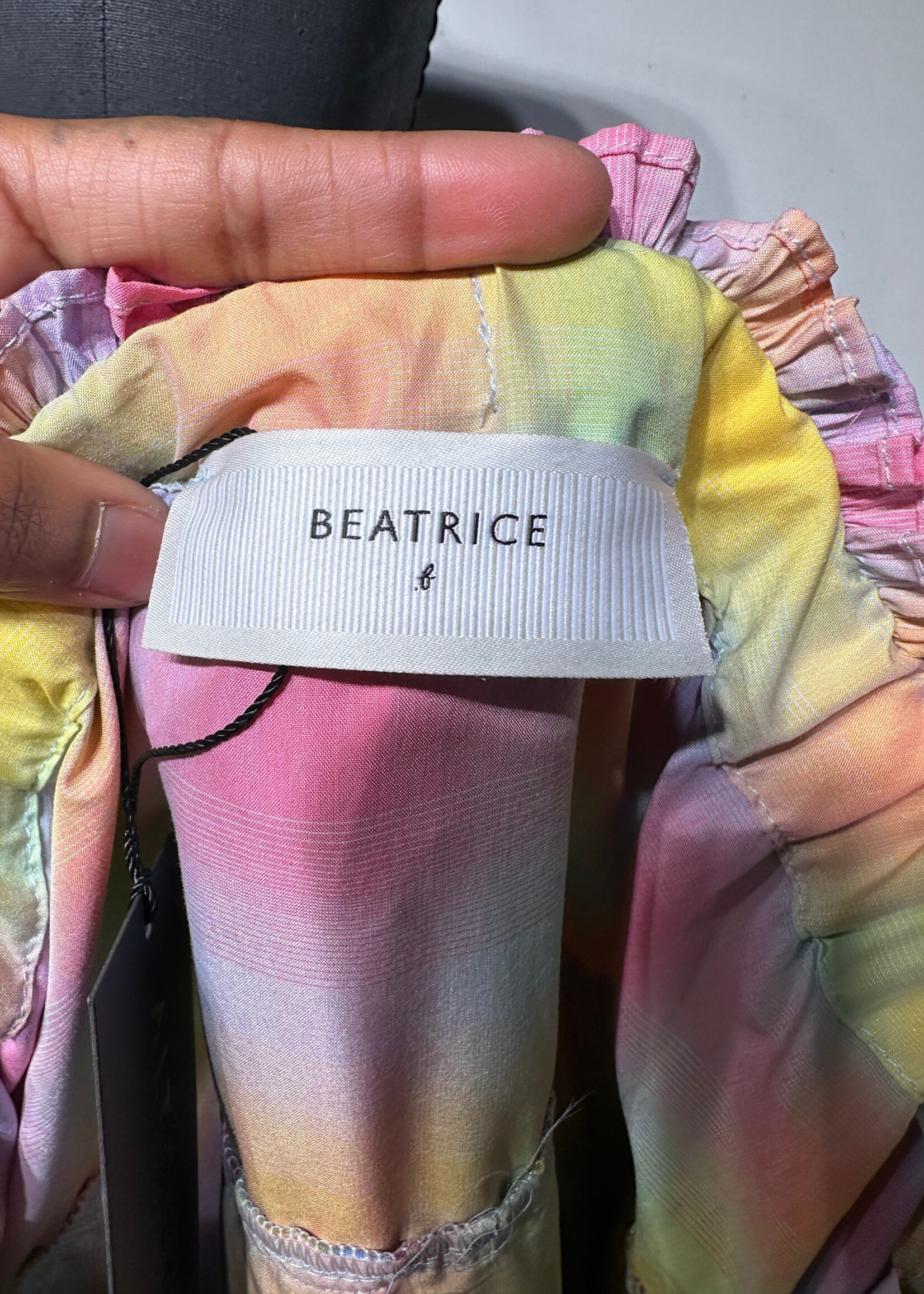 Beatrice B Rainbow Pleated Tiered Dress 4/S