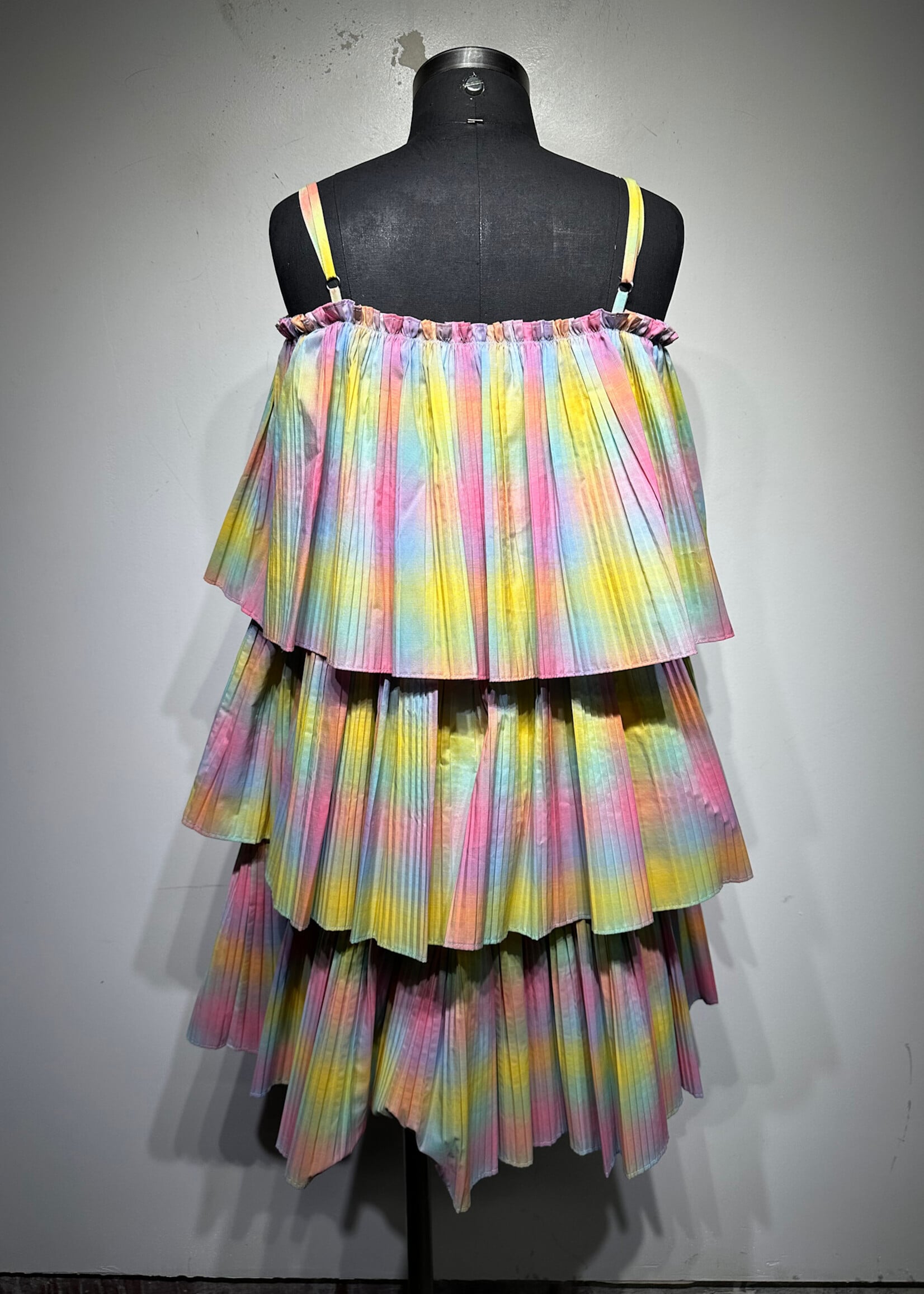 Beatrice B Rainbow Pleated Tiered Dress 4/S