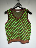 Tory Burch Green Brown Horse Knit Tank Fem L