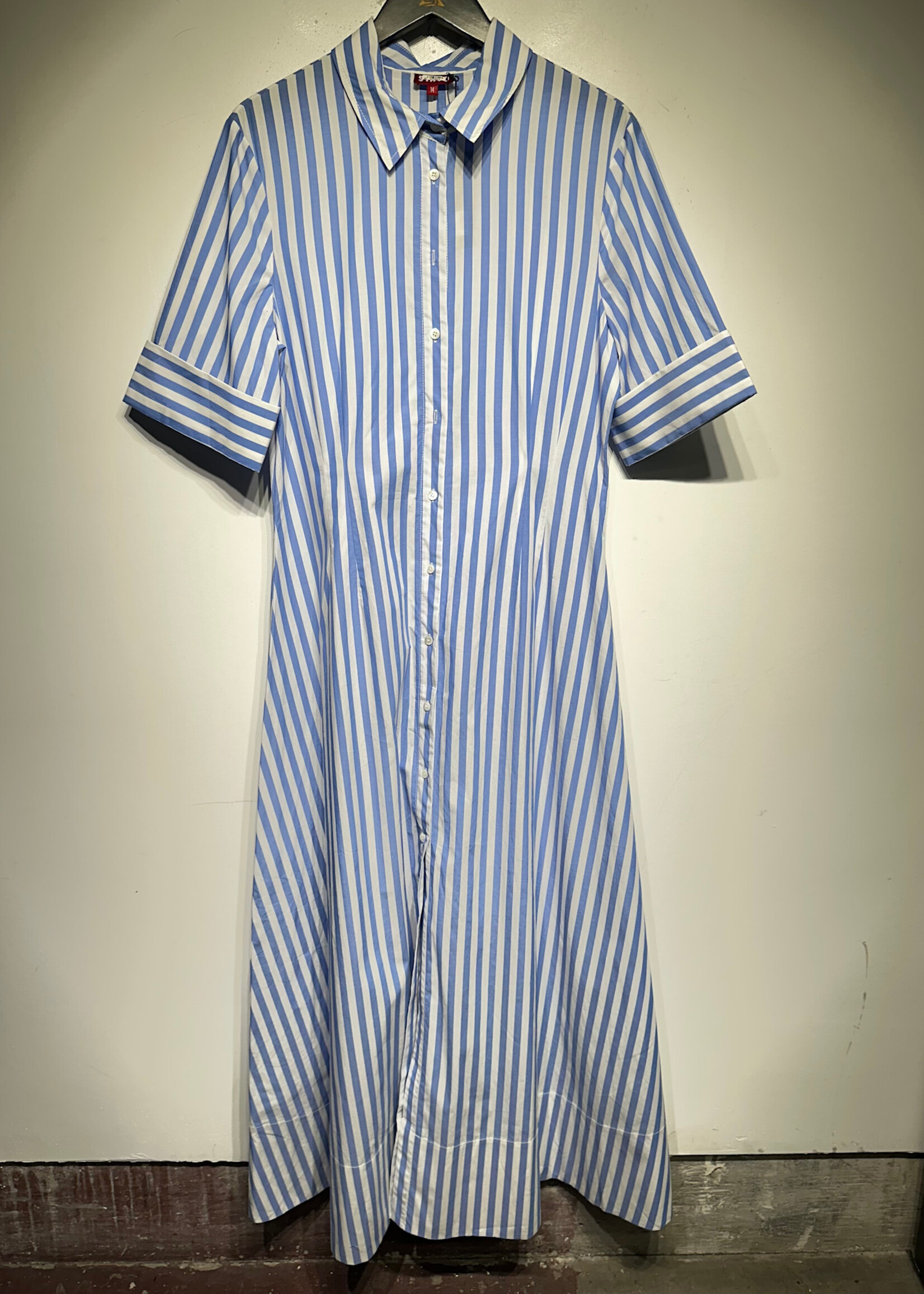 Staud White Blue Striped Long Dress Fem 14/XL