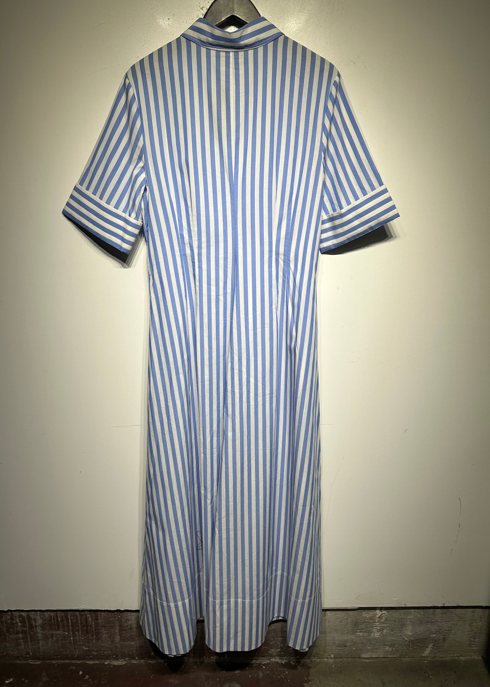 Staud White Blue Striped Long Dress Fem 14/XL