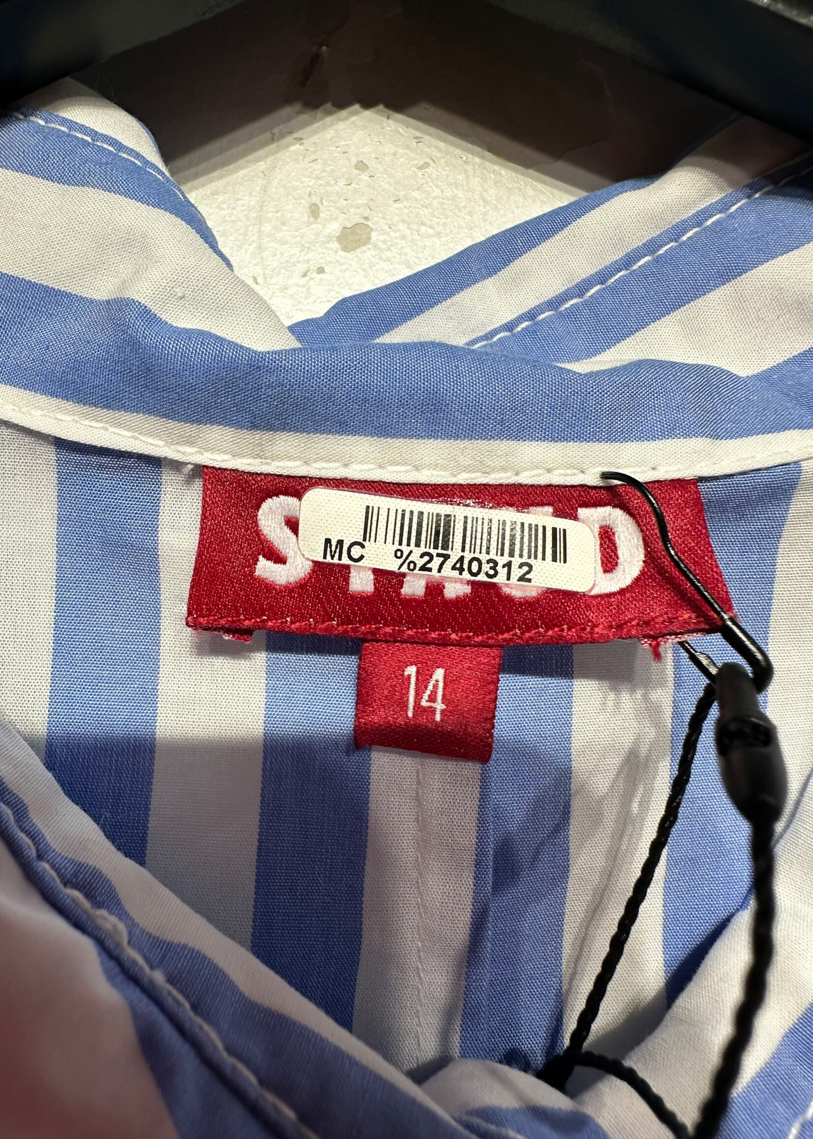 Staud White Blue Striped Long Dress Fem 14/XL