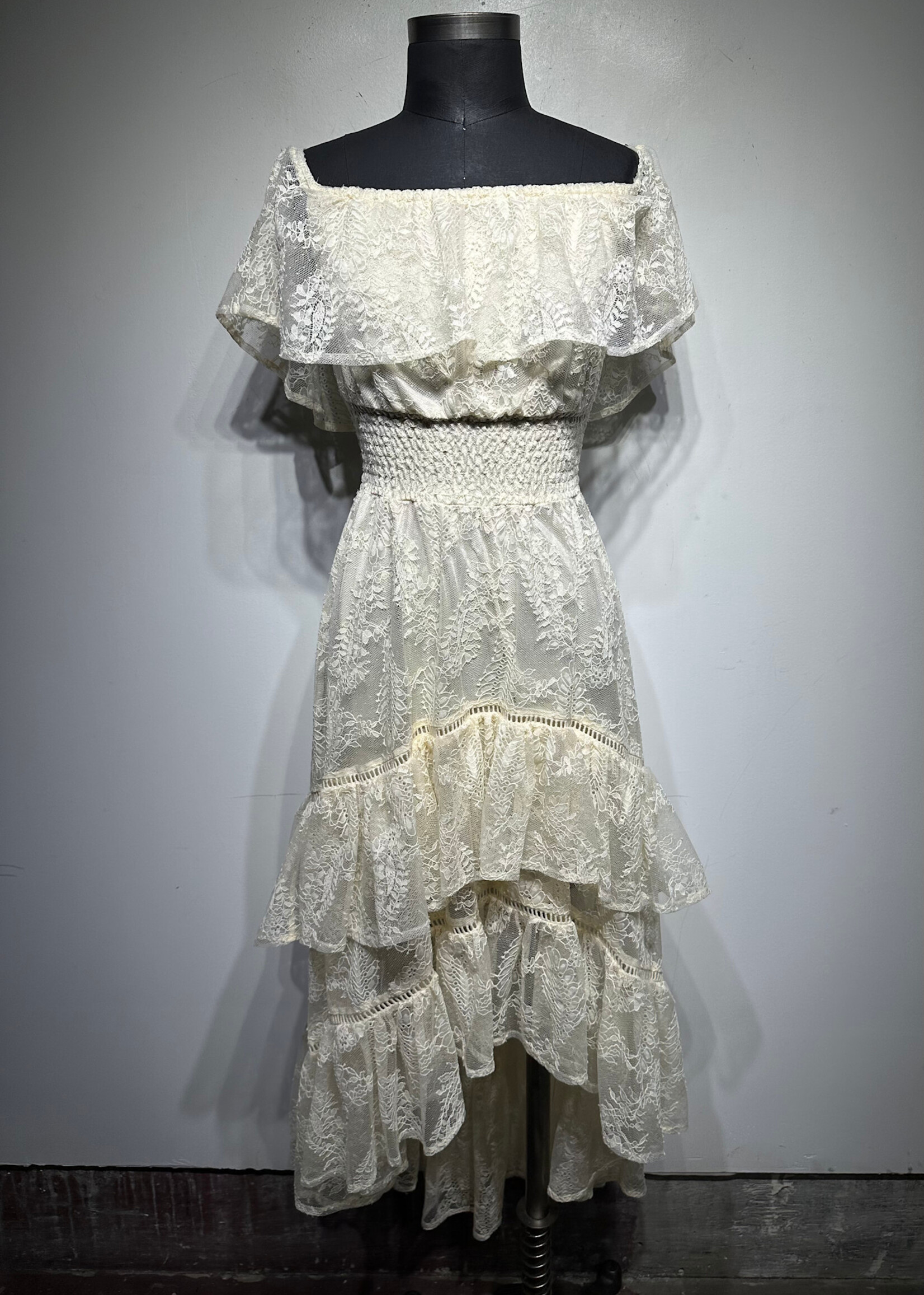Shyanne Crème Off Shoulder Lace Dress XS