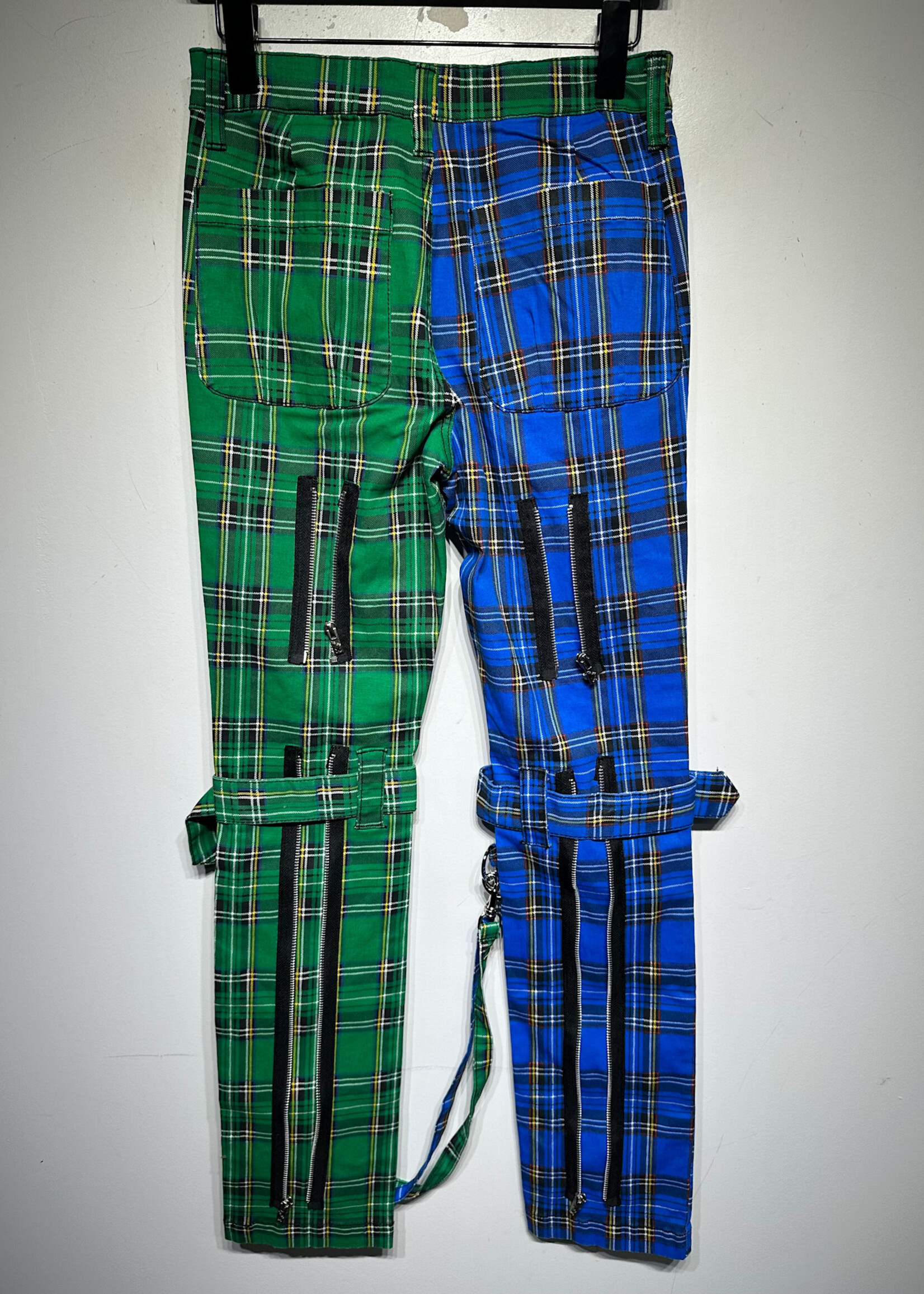 Tripp NYC Green Blue Flannel Zipper Pants 26 Fem