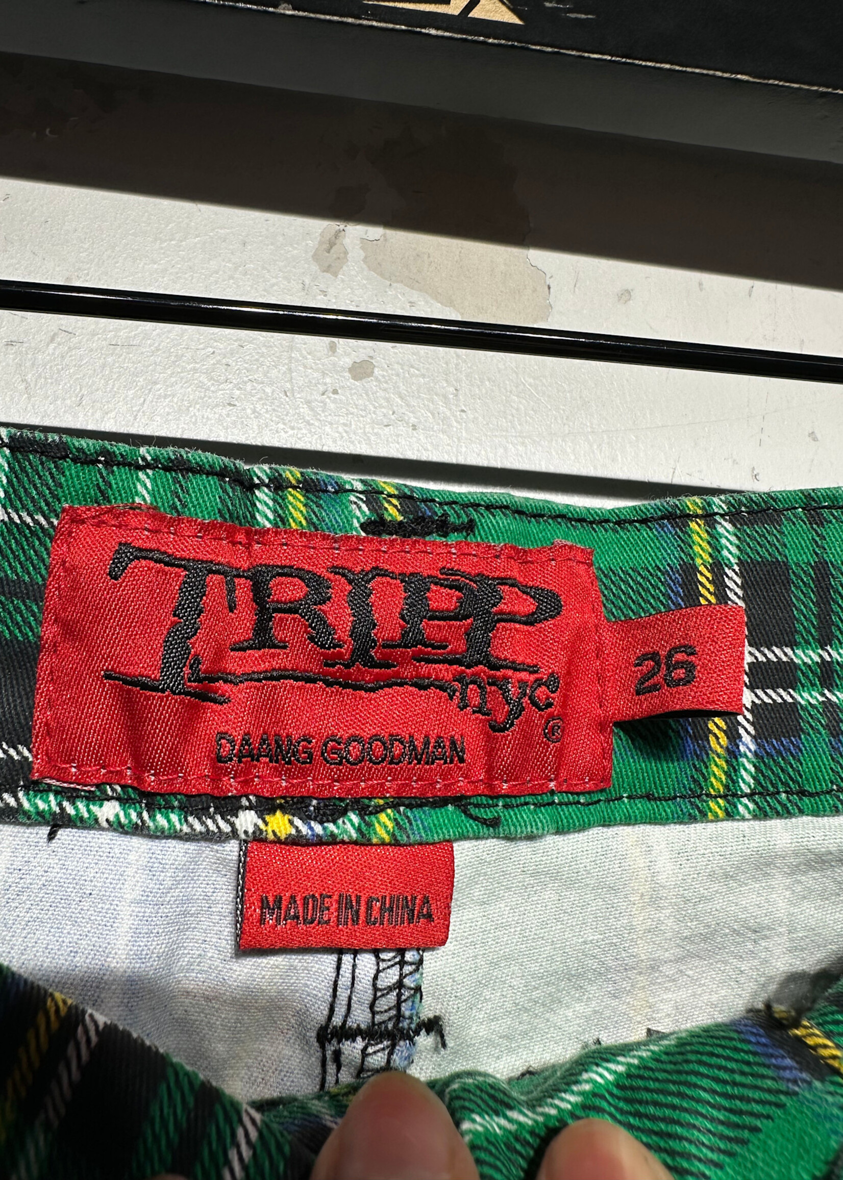 Tripp NYC Green Blue Flannel Zipper Pants 26 Fem