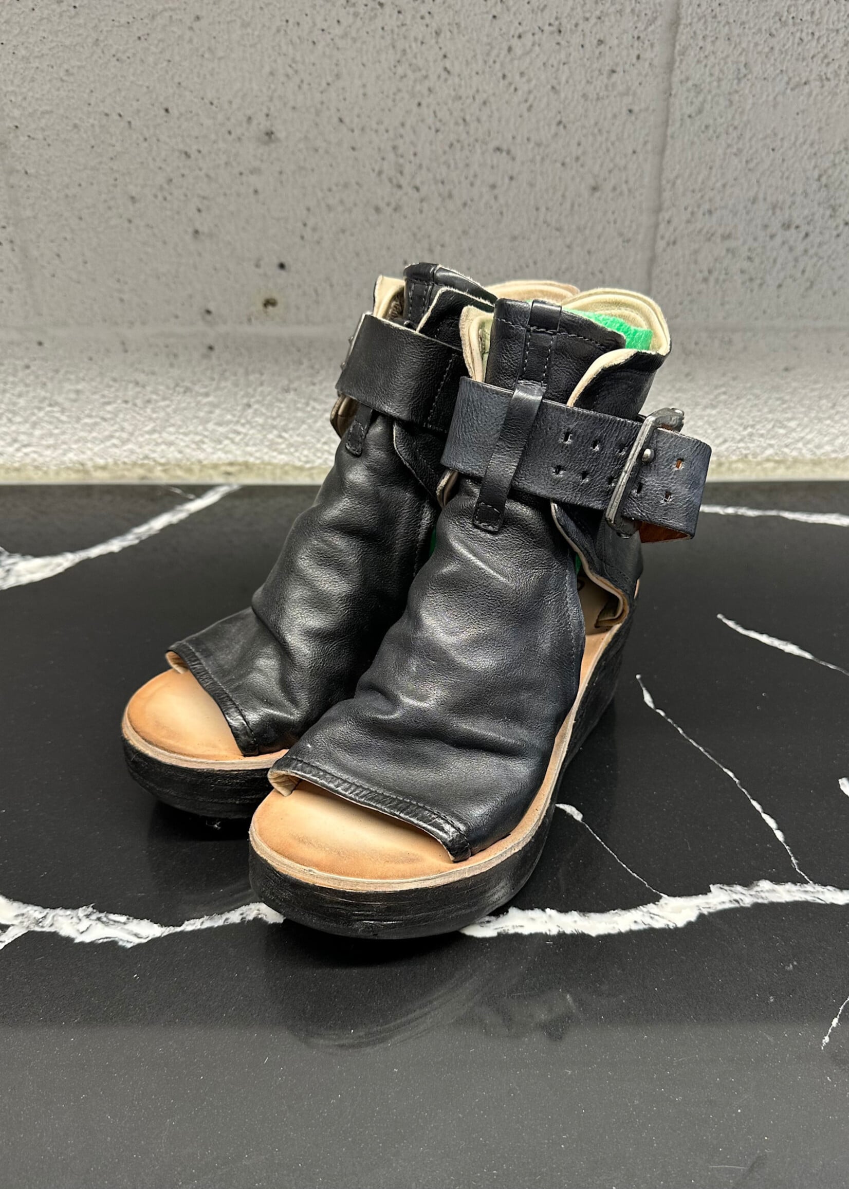 AS.98 Naya Black Wedge Sandal 36/6 Retail: $375