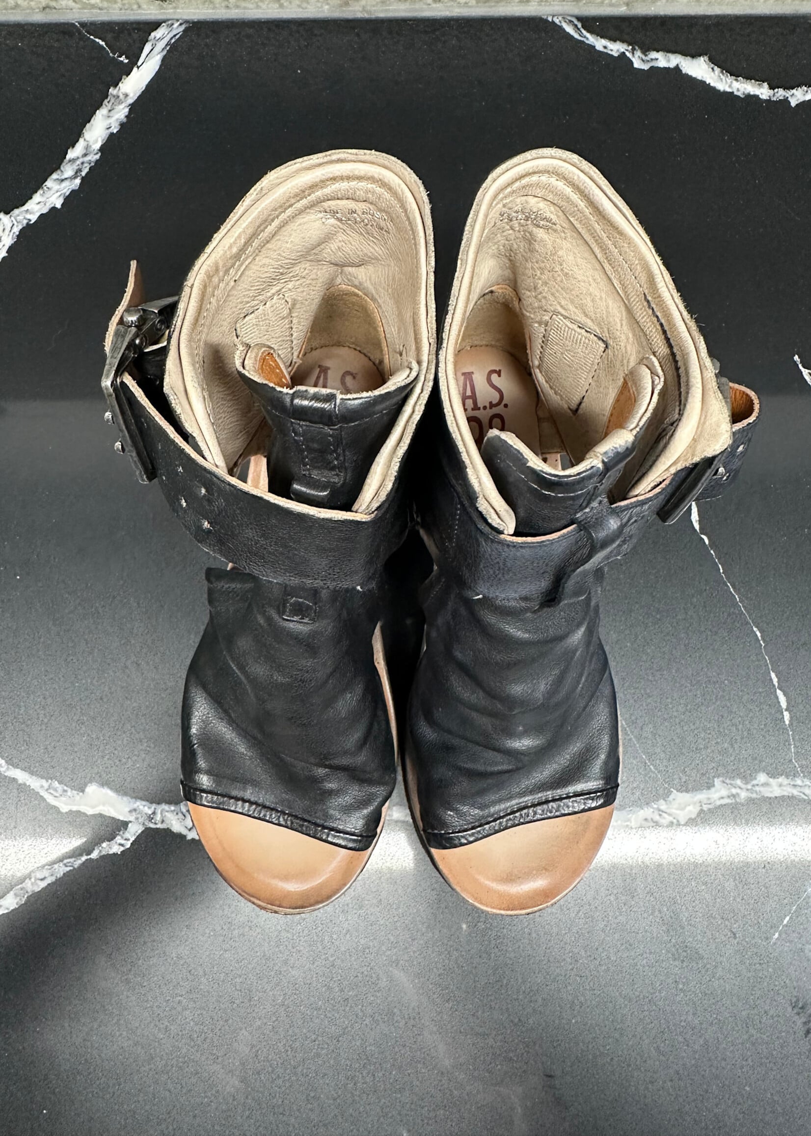 AS.98 Naya Black Wedge Sandal 36/6 Retail: $375