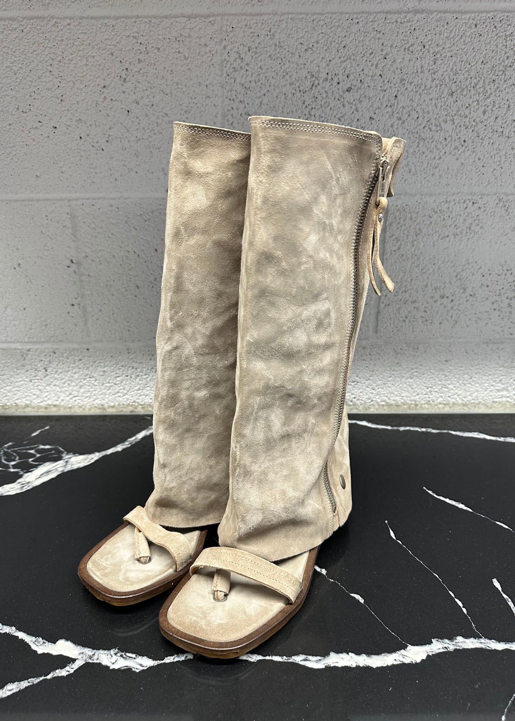 AS.98 Grey Suede Snap Gaiter Sandal 7.5