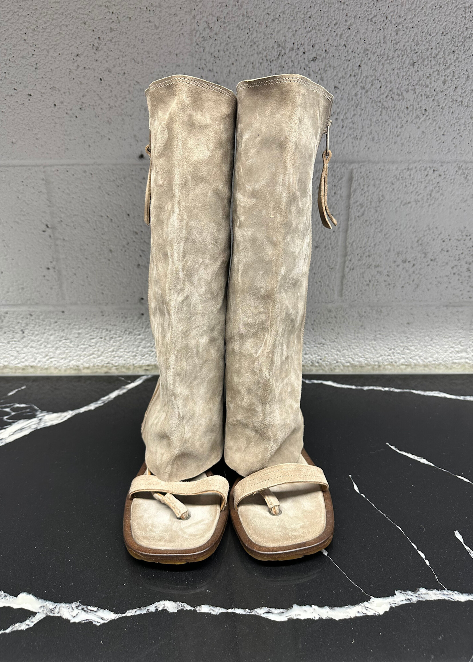 AS.98 Grey Suede Snap Gaiter Sandal 7.5