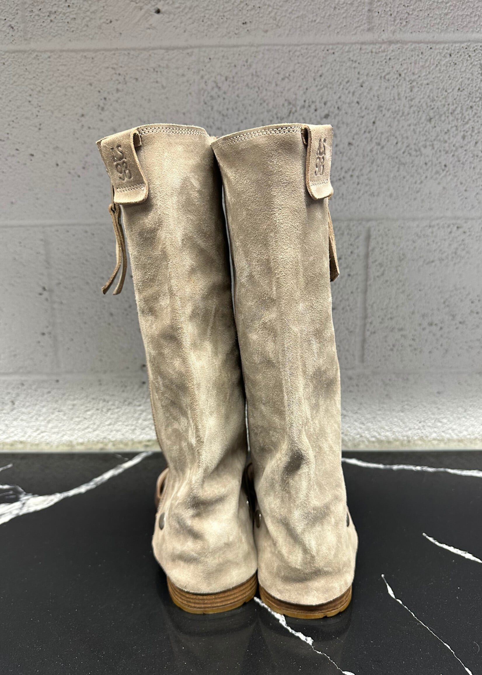 AS.98 Grey Suede Snap Gaiter Sandal 7.5
