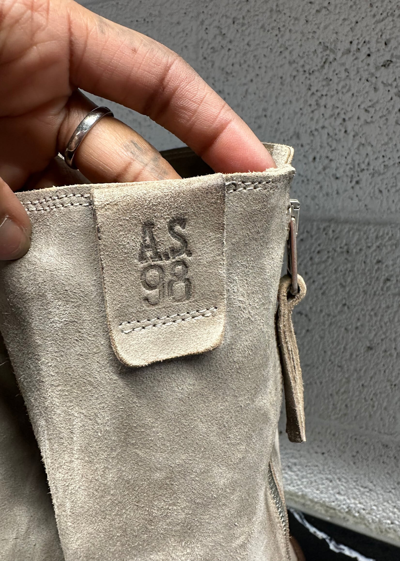 AS.98 Grey Suede Snap Gaiter Sandal 7.5