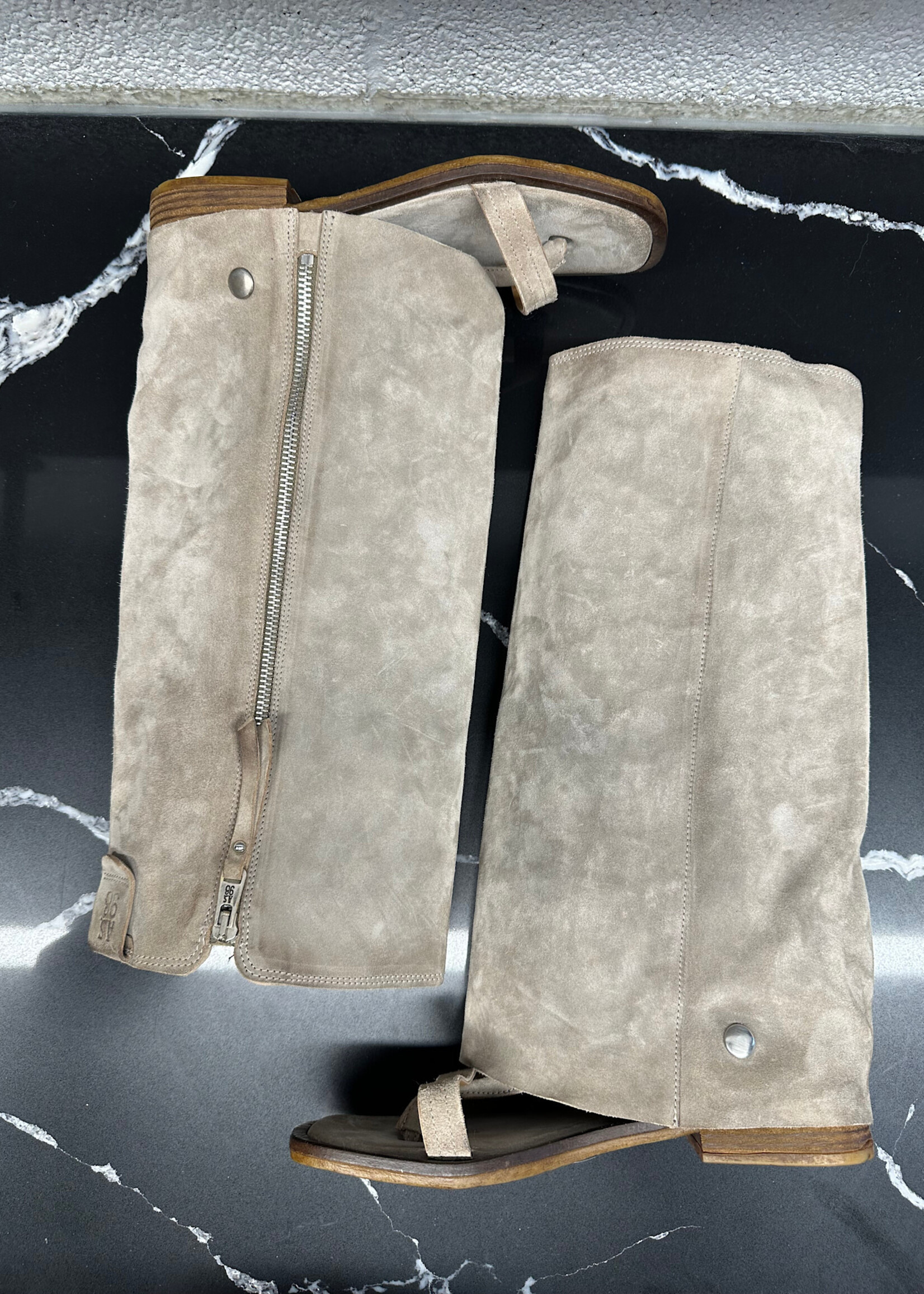 AS.98 Grey Suede Snap Gaiter Sandal 7.5