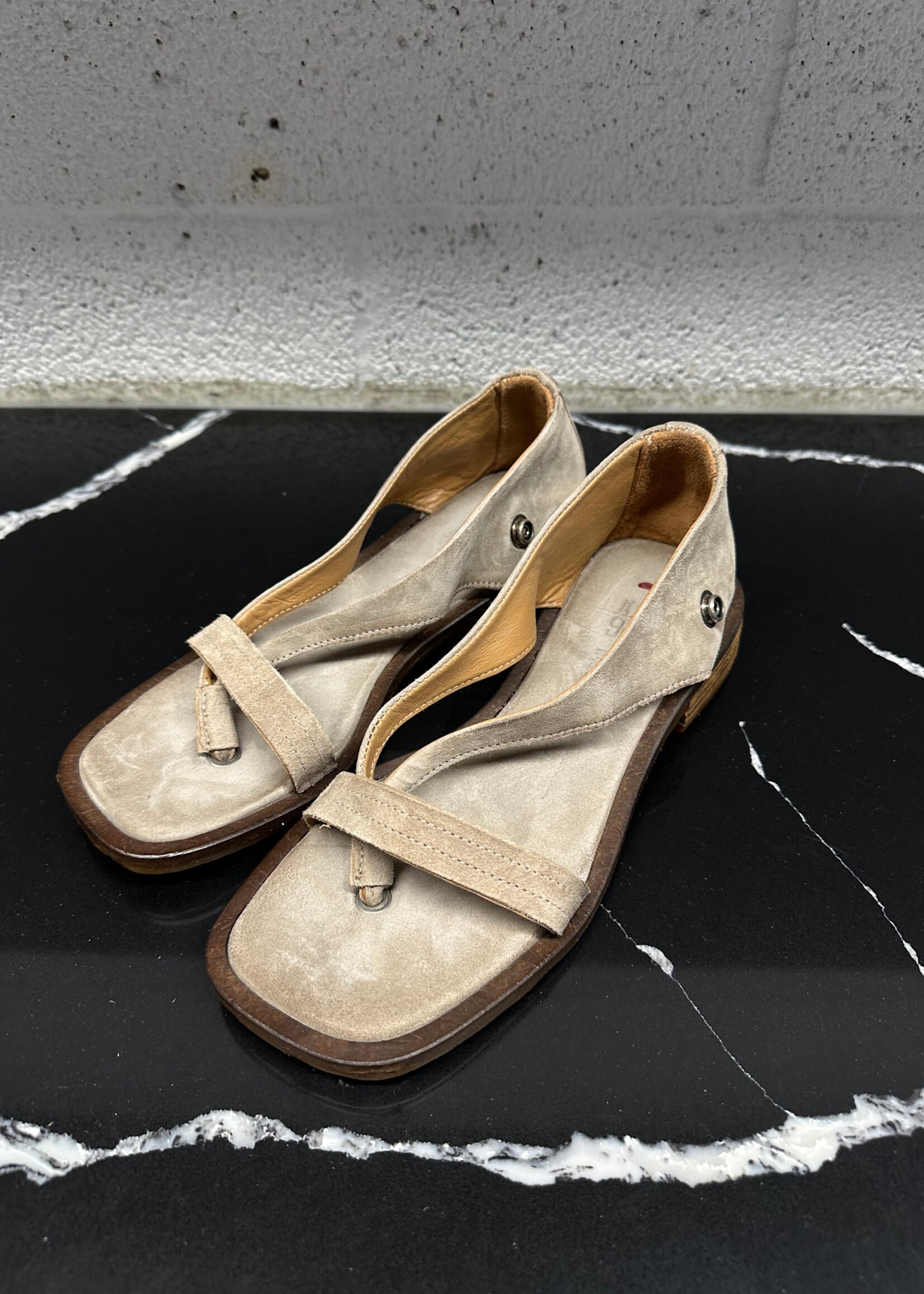 AS.98 Grey Suede Snap Gaiter Sandal 7.5