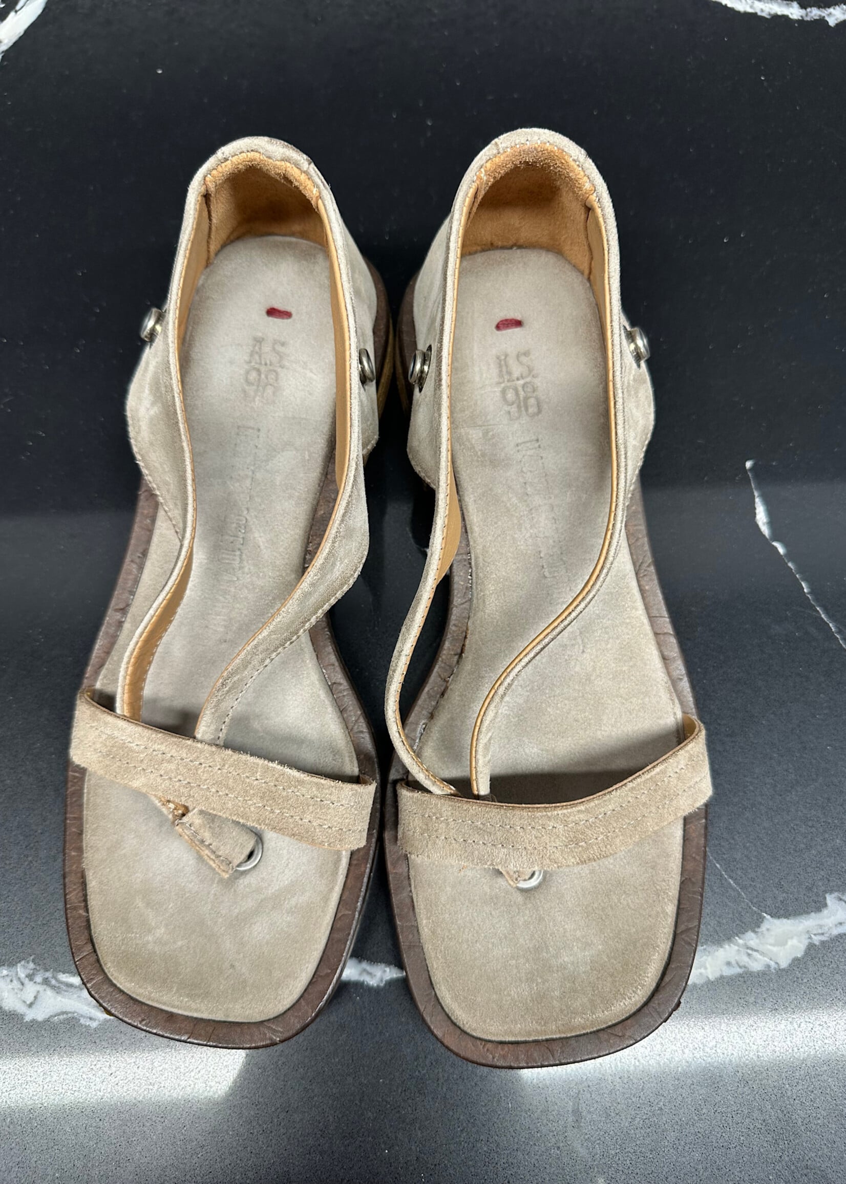 AS.98 Grey Suede Snap Gaiter Sandal 7.5