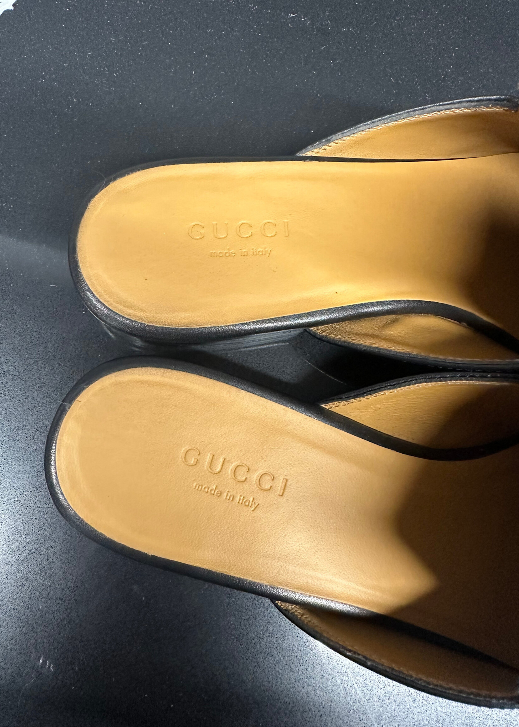 Gucci Princeton Black Leather Mules Fem 6.5