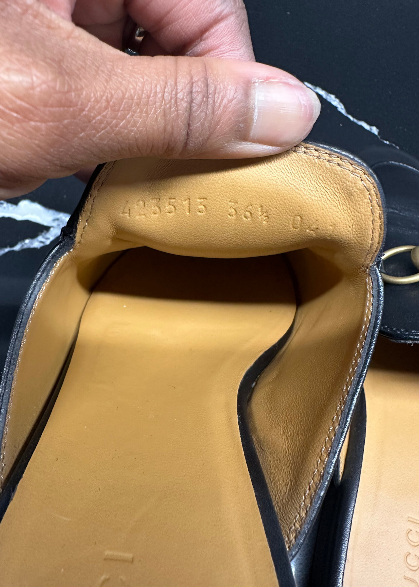Gucci Princeton Black Leather Mules Fem 6.5