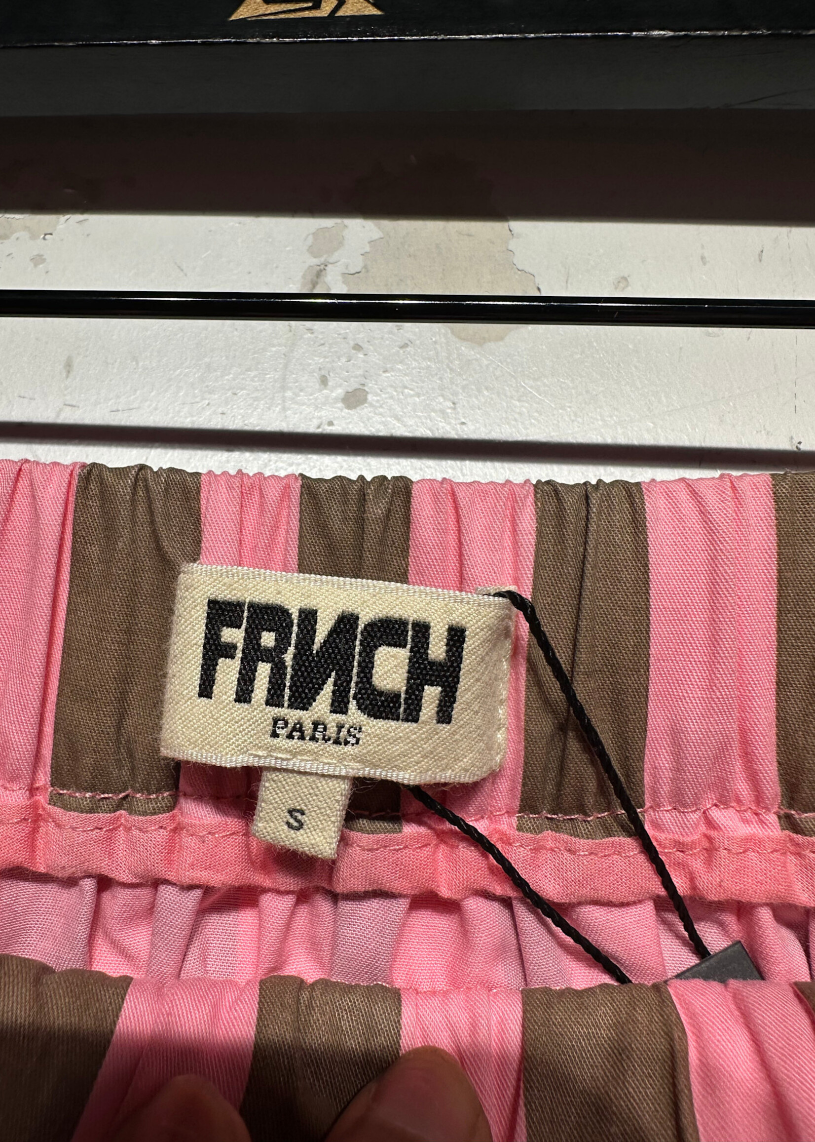 FRNCH Paris Pink Brown Striped Maxi Skirt 26-28